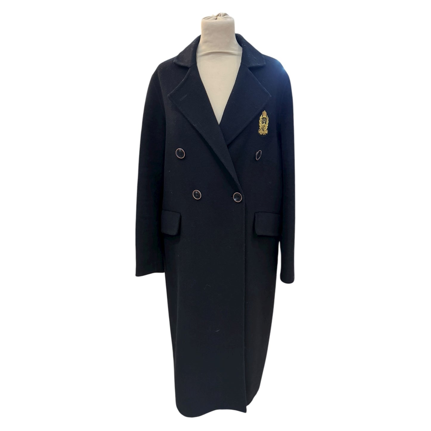 Five Black Wool Coat with Gold Badge - 12