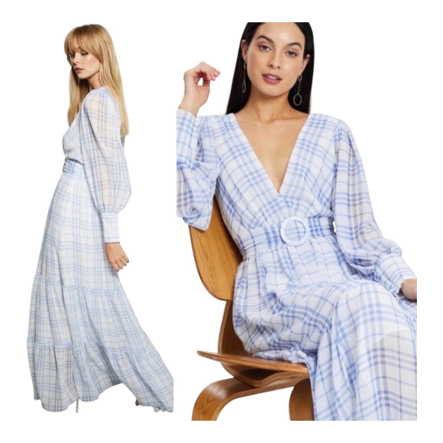 Bec + Bridge Blue Gingham Dress - 8 - NEW