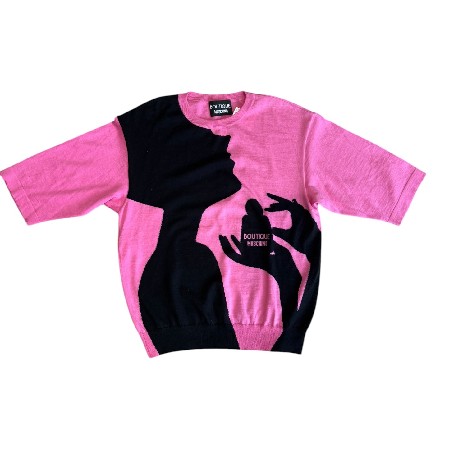 Boutique Moschino Pink and Black Motif Jumper - 12
