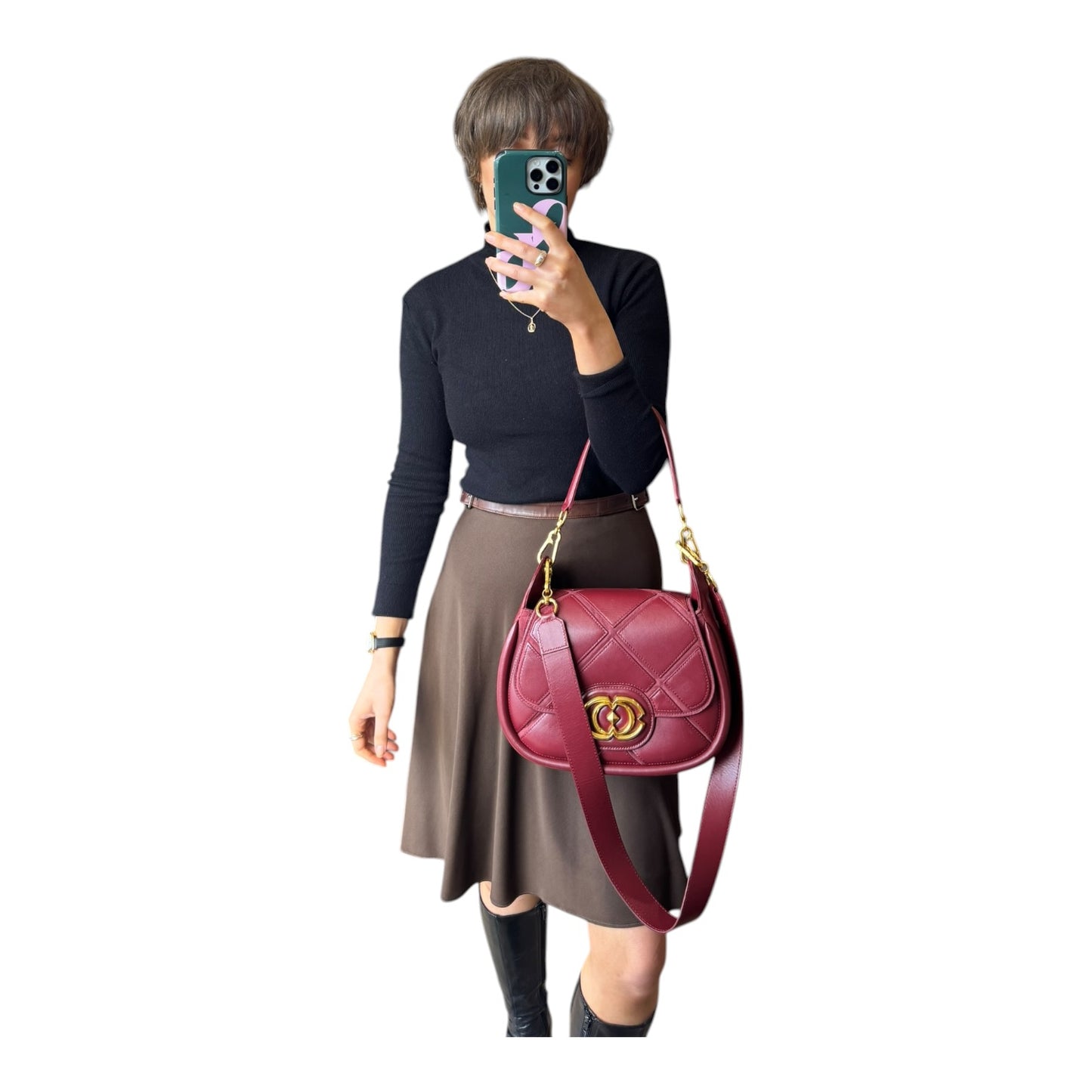 La Carrie Burgundy Bag with Two Straps
