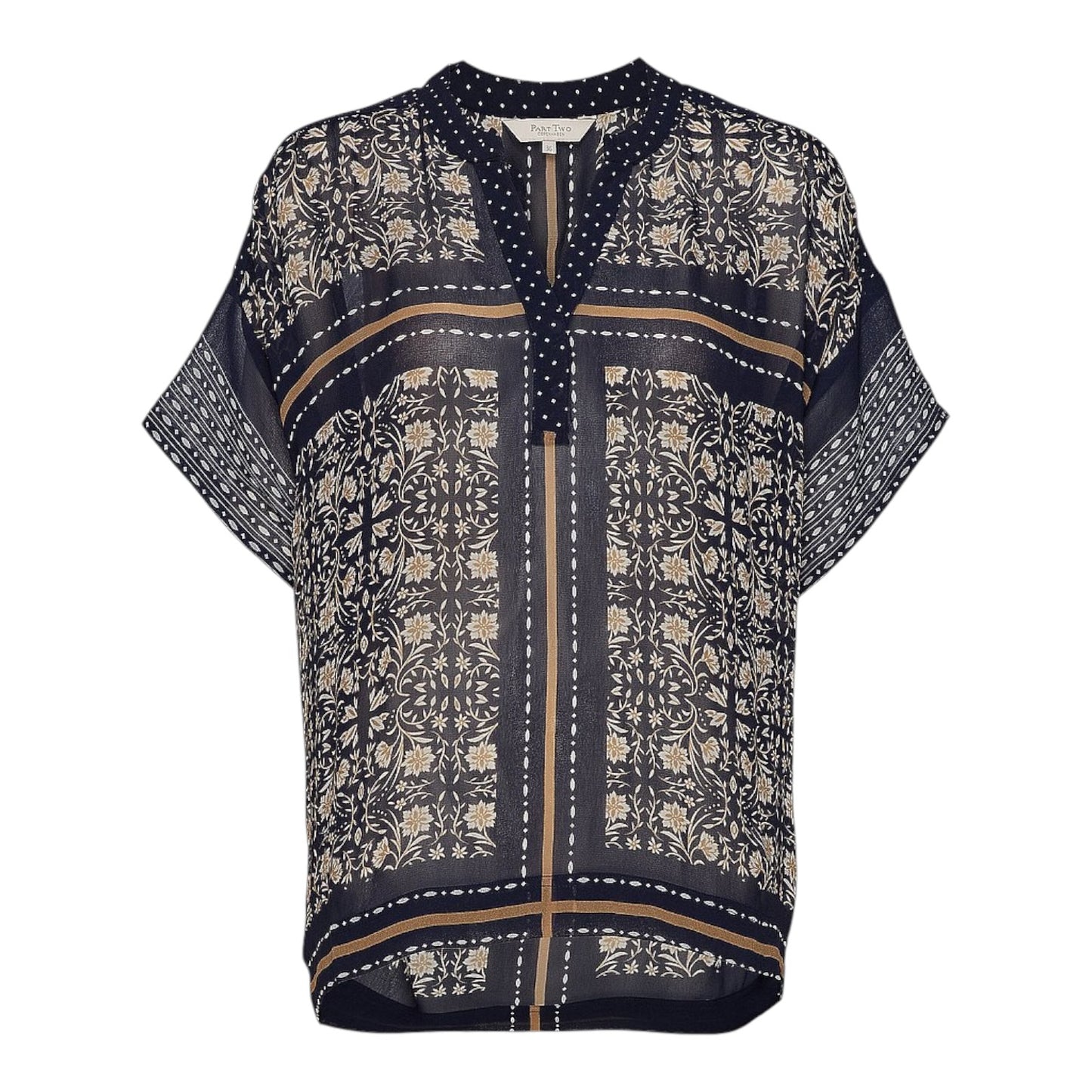 Part Two Navy Chiffon Top - 12