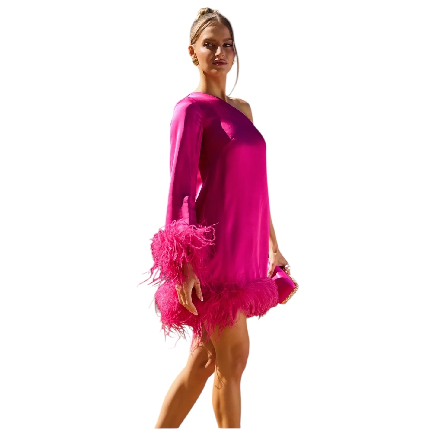 Kevan Jon Pink Pamela Pink Asymmetrical Mini Dress - 8/10