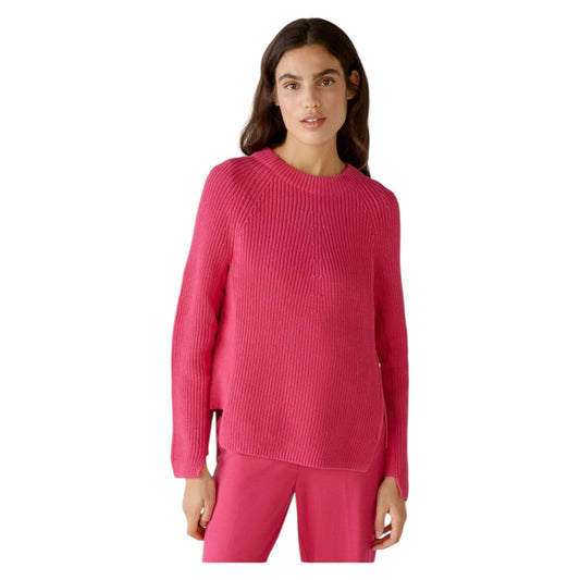 Oui Pink Cotton Rib Knit Sweater - 18