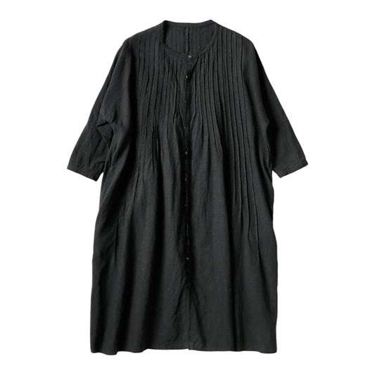 Kapital Black French Linen Pintuck O'Keeffe Dress - 12/14