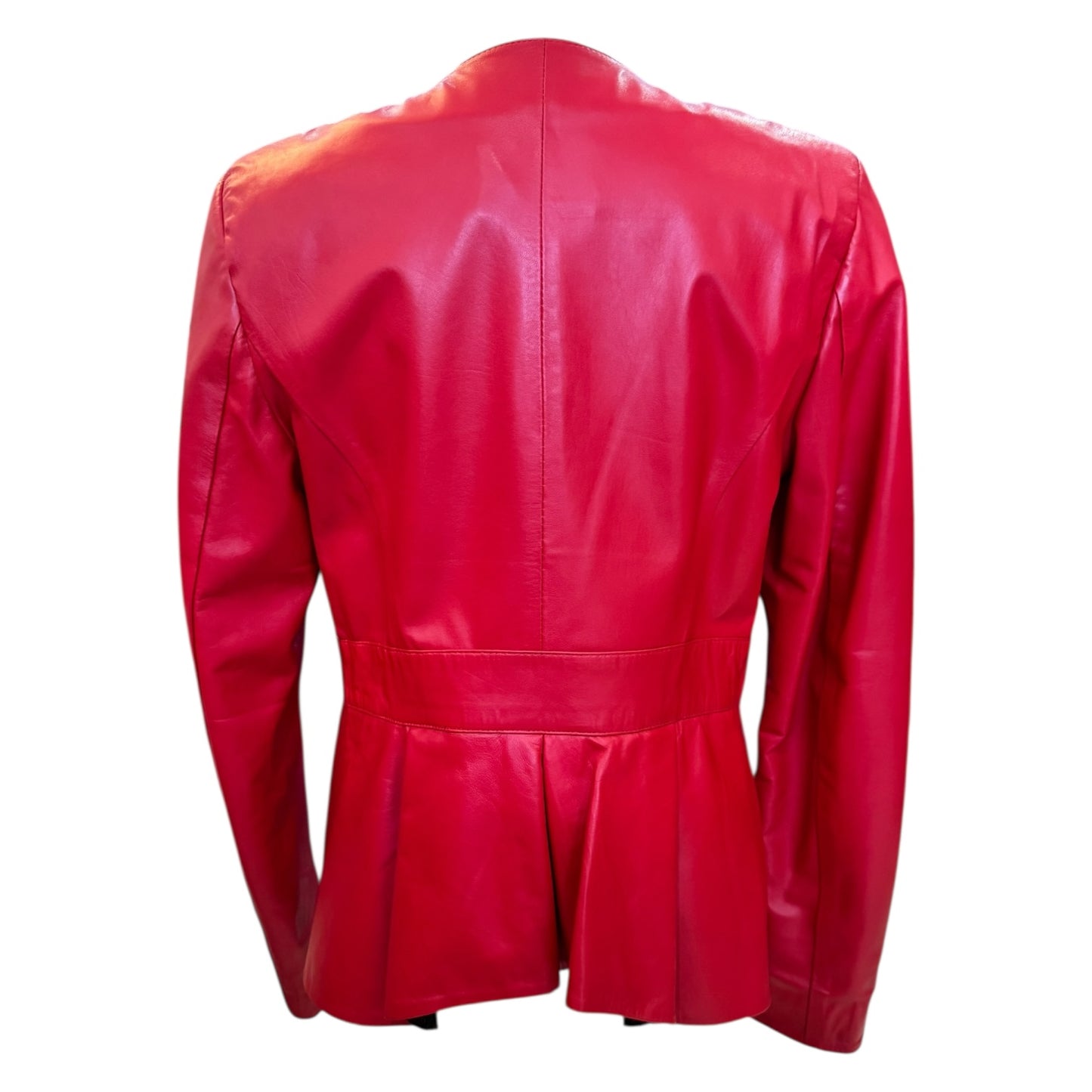 Tahlia Red Peplum Leather Jacket - 10/12 - NEW