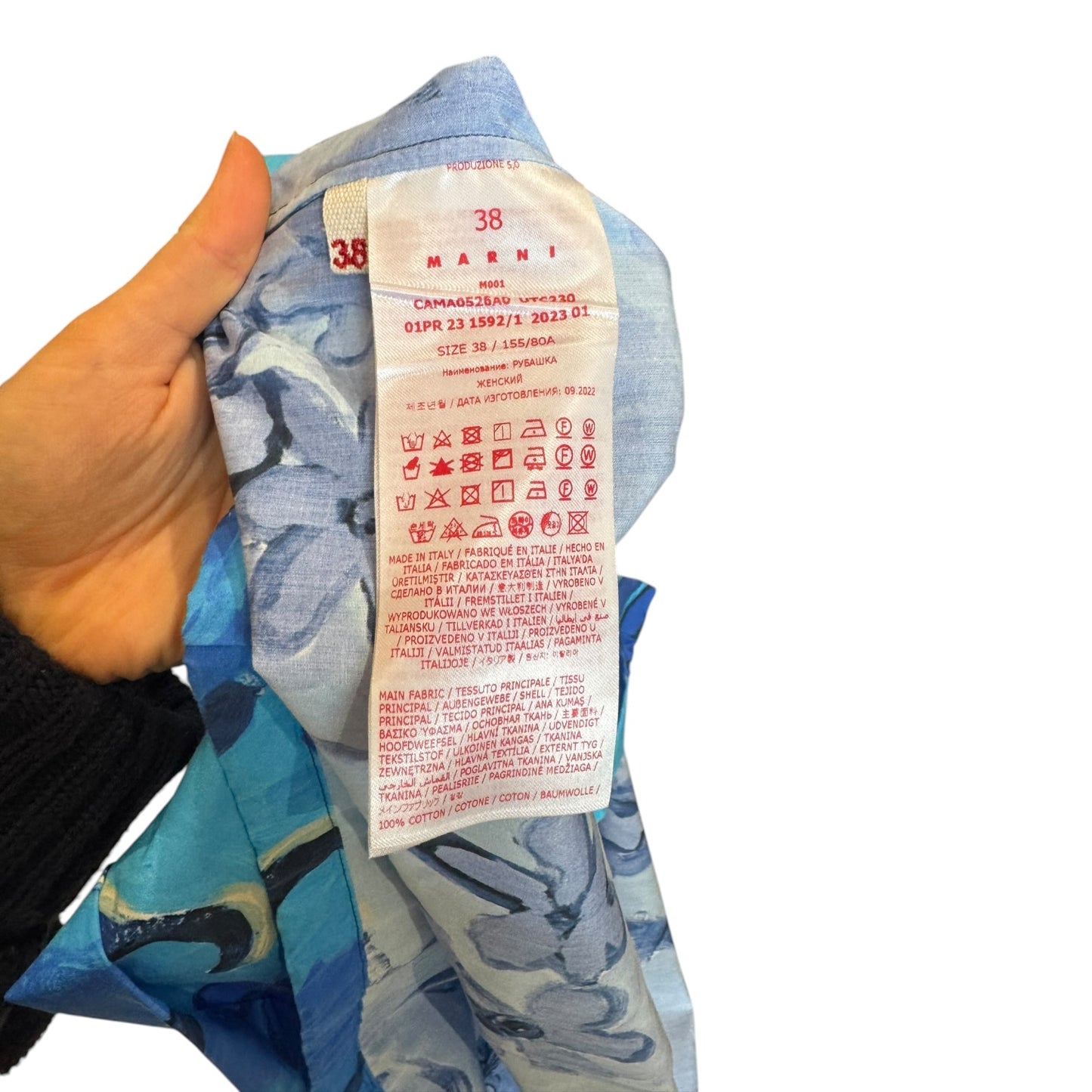 Marni X Flaminia Veronesi Blue Floral Crop Shirt - 10/12