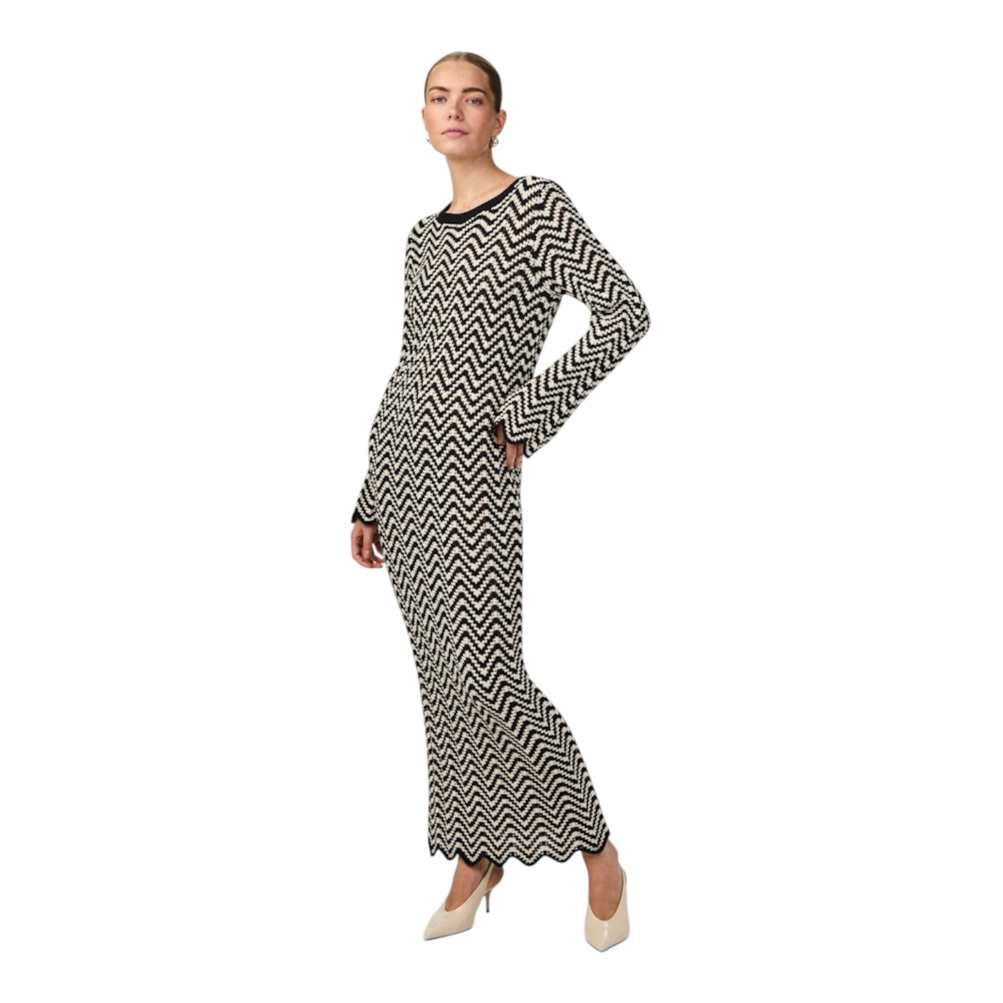 YAS Whiz Long Sleeve Maxi Knit Dress - 12 - NEW