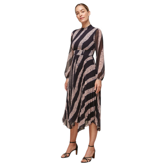 Whistles Shibori Print Pleated Dress in Navy and Pale Pink - 10 - NEW