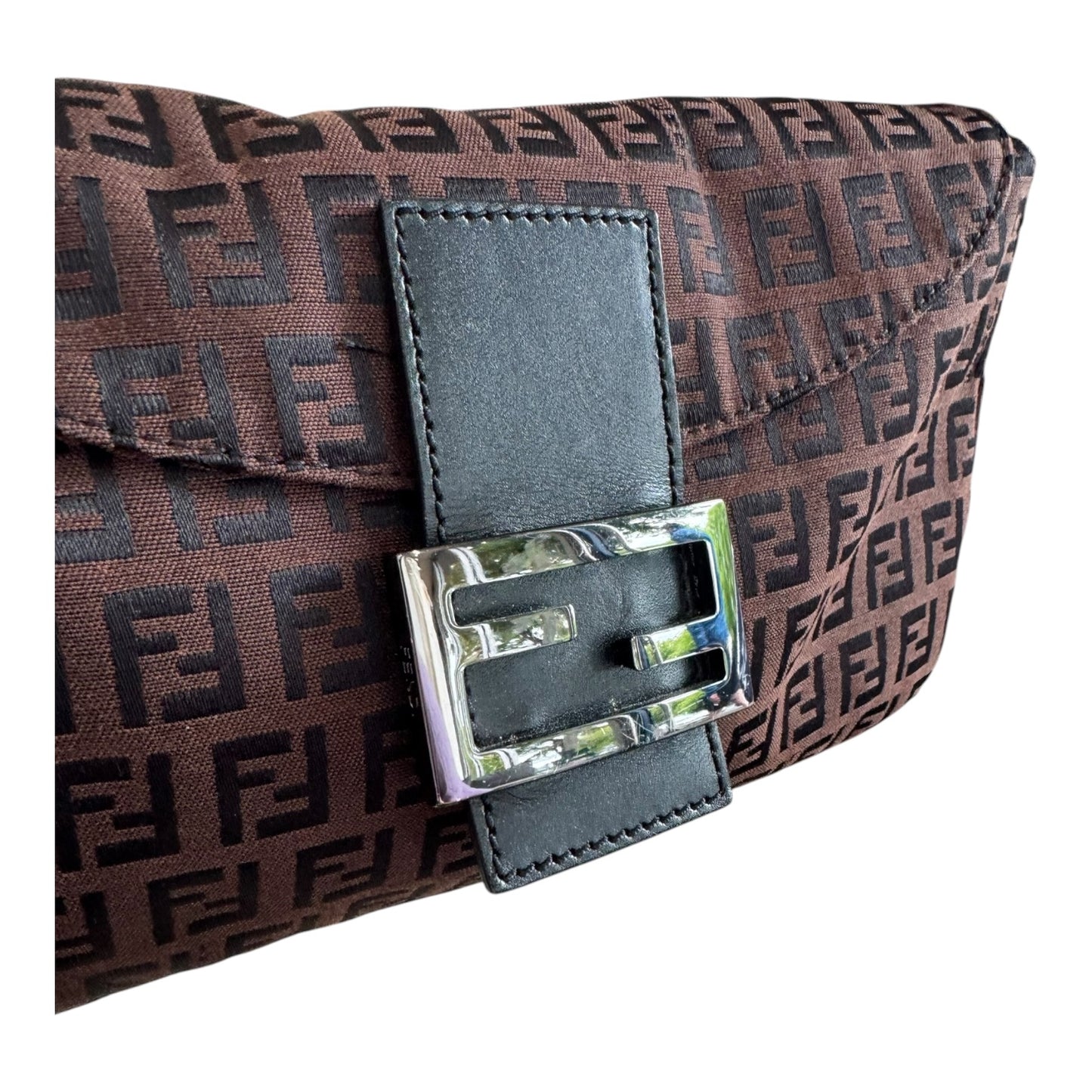 Fendi Zucchino Double Flap Baguette Bag