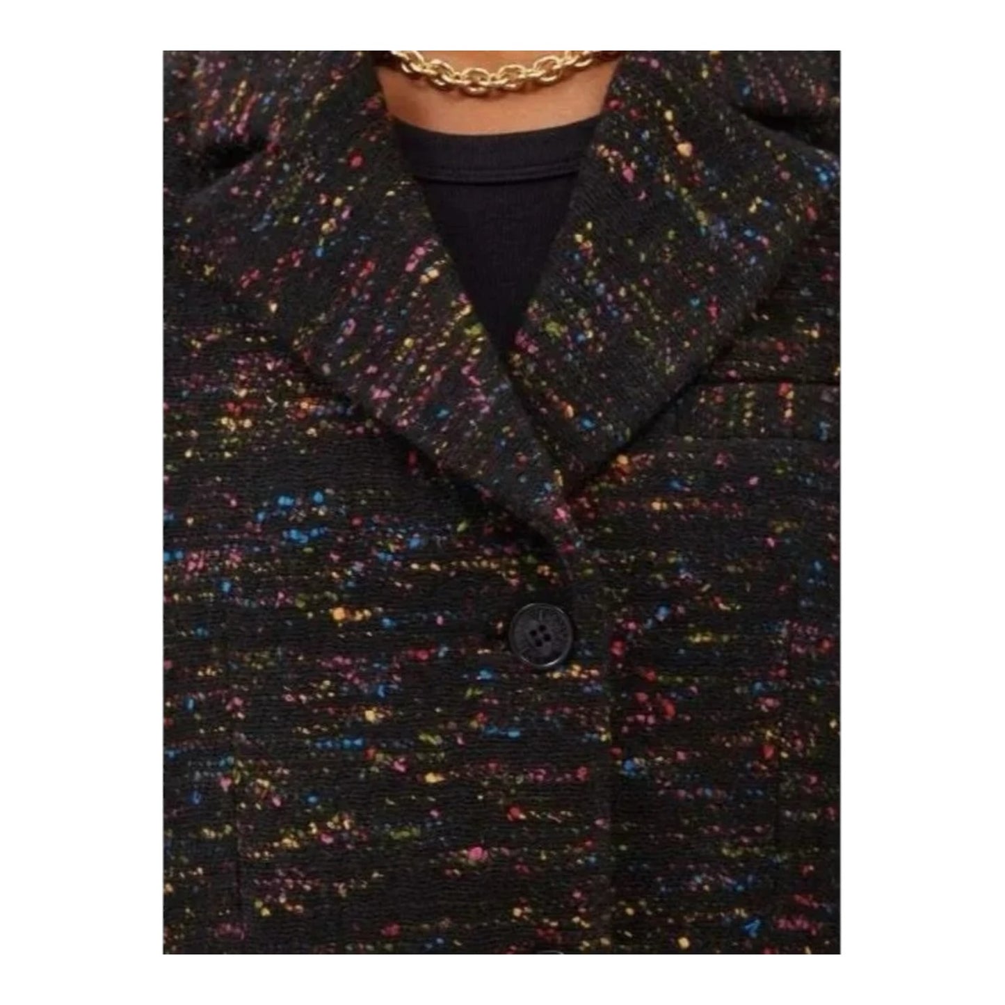 Ganni Black Rainbow Tweed Skirt Suit - 8
