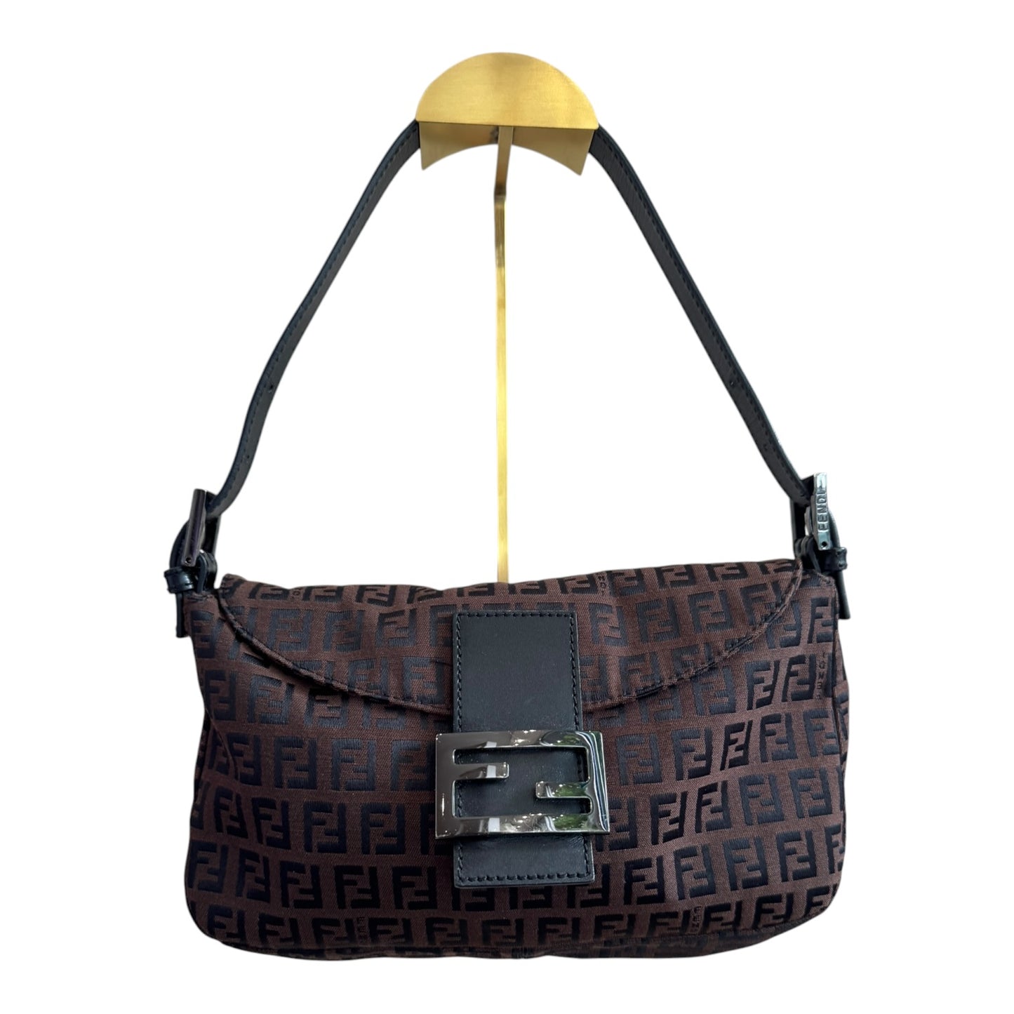 Fendi Zucchino Double Flap Baguette Bag