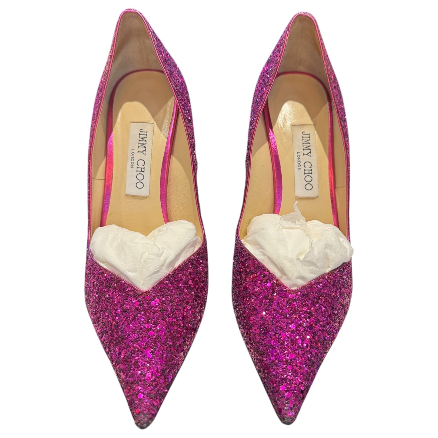 Jimmy Choo Fuchsia Pink Sparkle Casse 110 Heels - 39.5 / 6.5
