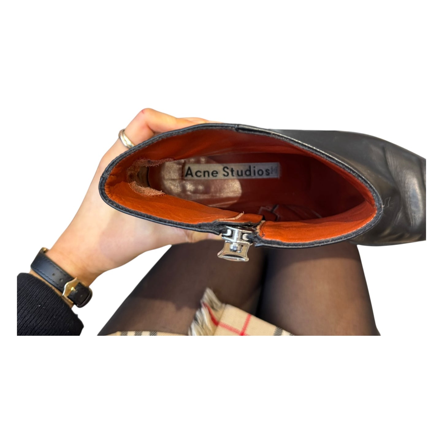 Acne Studios Black Leather Cony Boot - 41/8