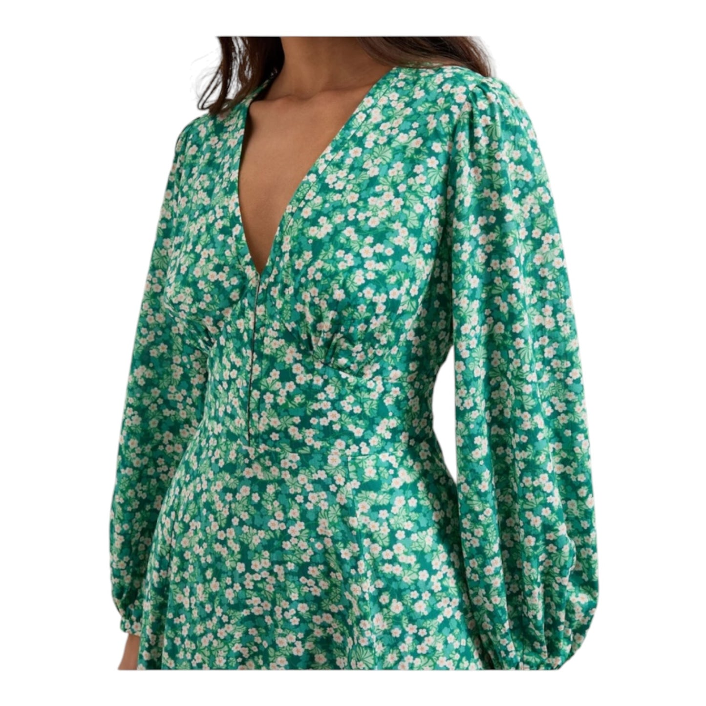 Cefinn Cora V Neck Dress in Green Blossom - 12