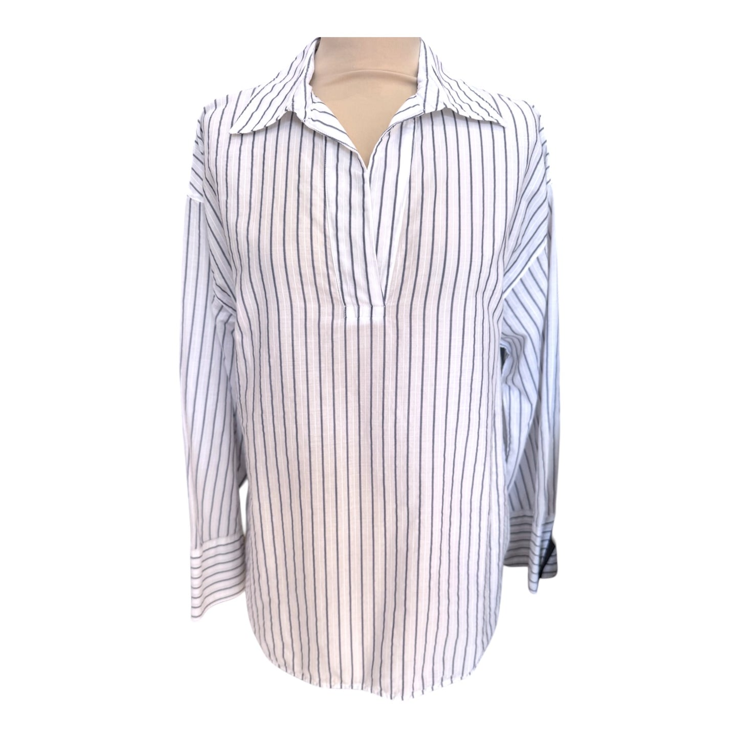 Perserico White and Navy Cotton Shirt - 12