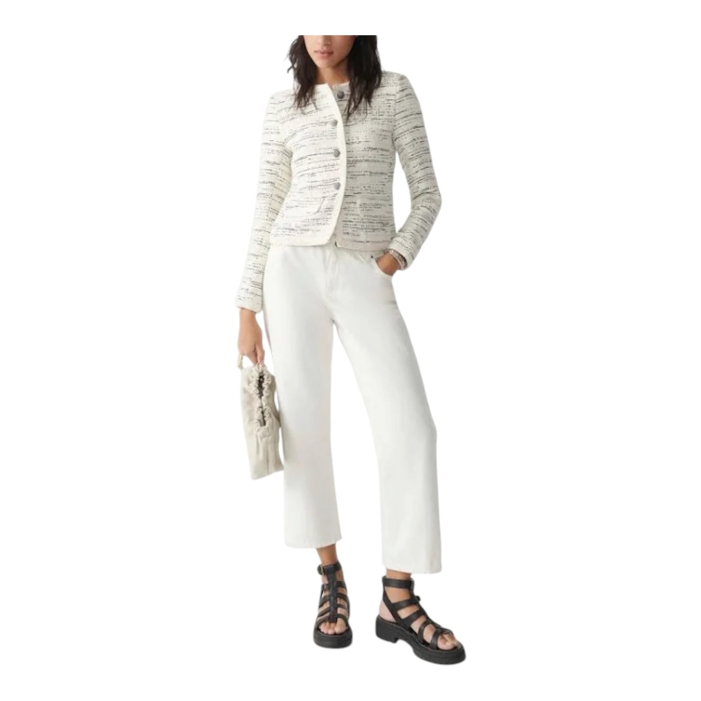 Ba&sh Cream and Black Tweed Roza Jacket - 6/8