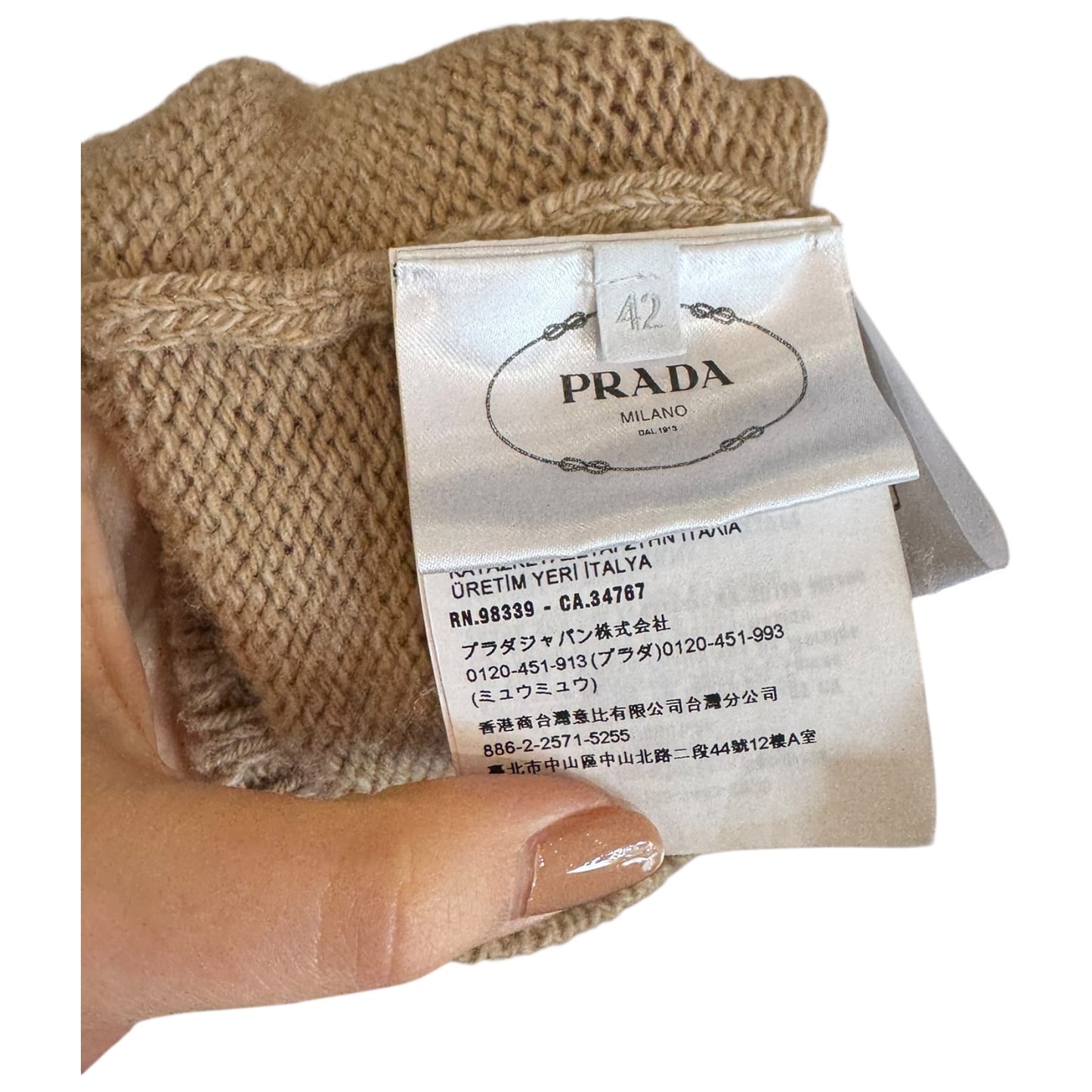 Prada Beige Longline Wool and Cashmere Cardigan - 10/12