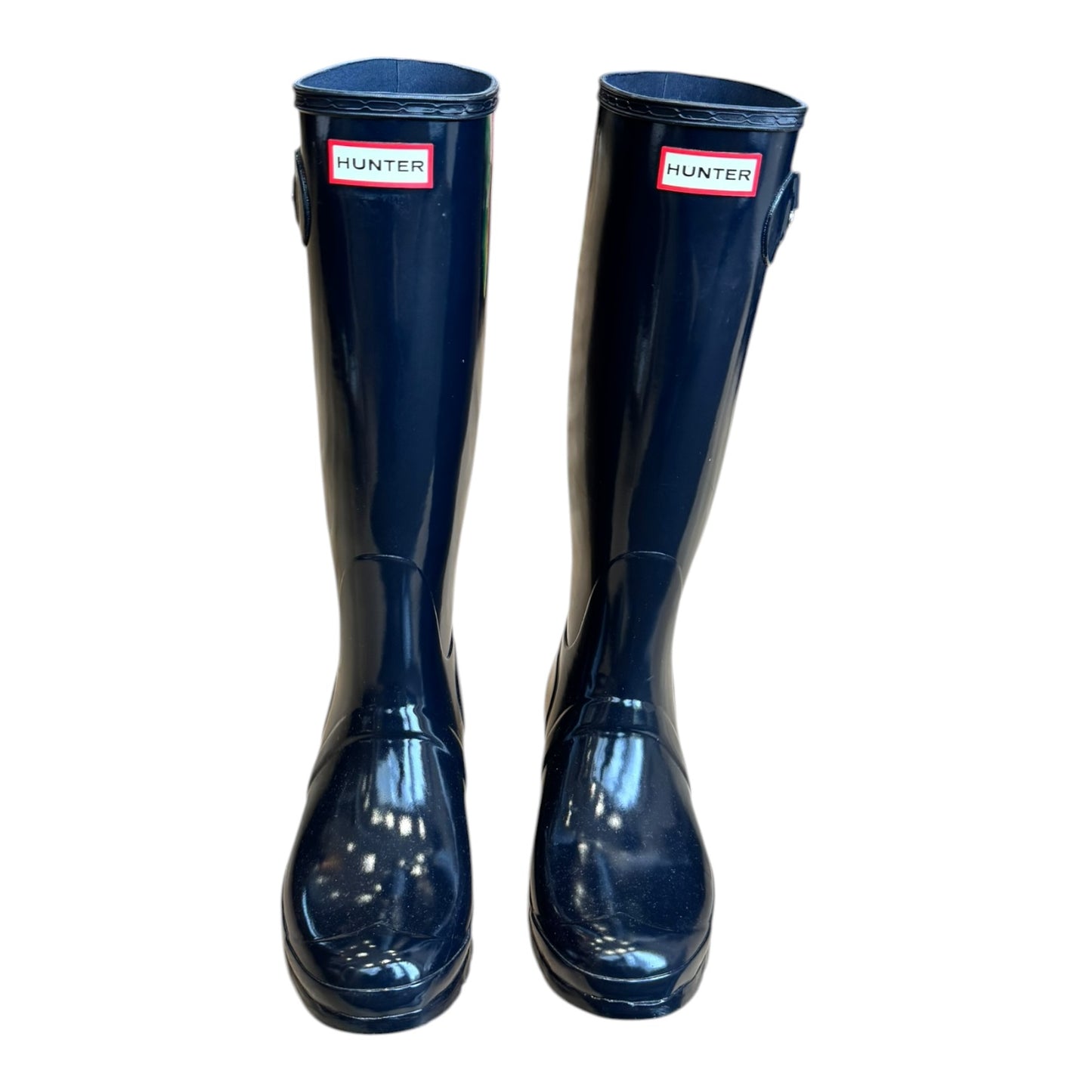 Hunter Navy Tall Gloss Wellie Boots - 7