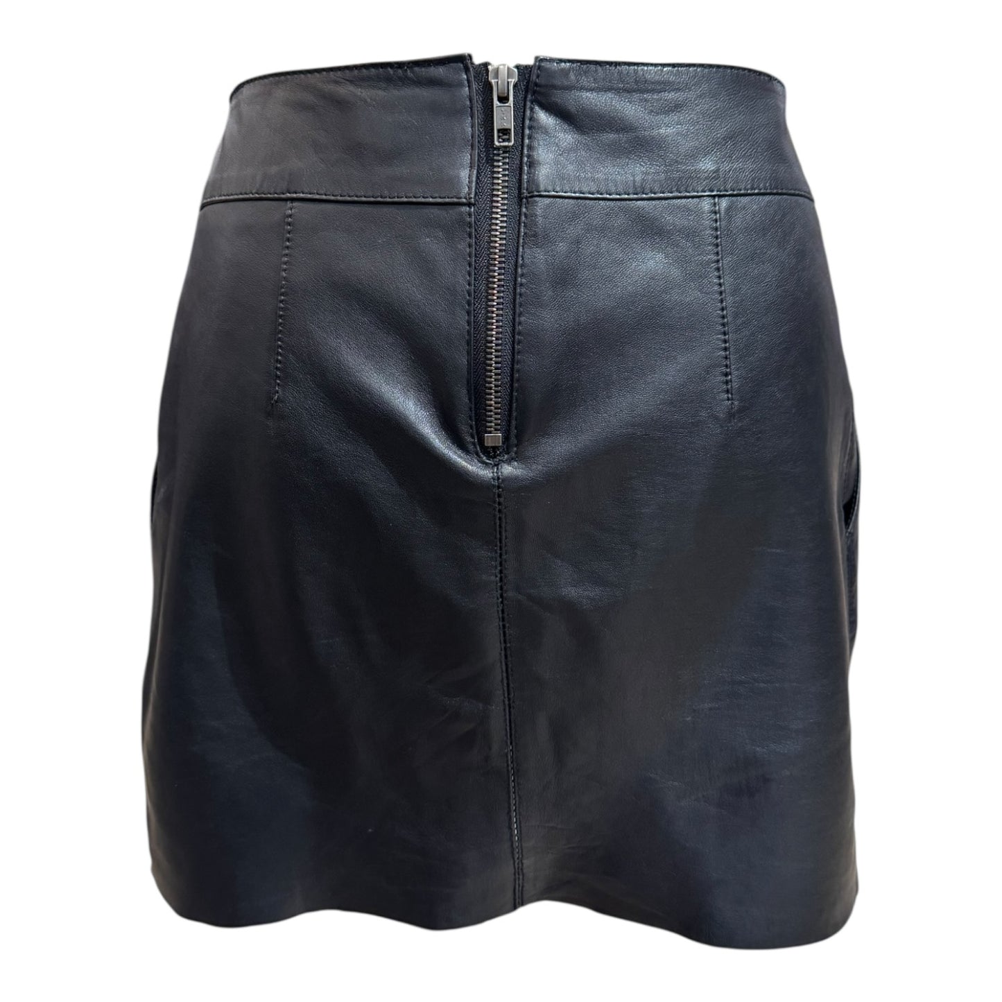 Helmut Lang Asymmetric Black Leather Mini Skirt - 10