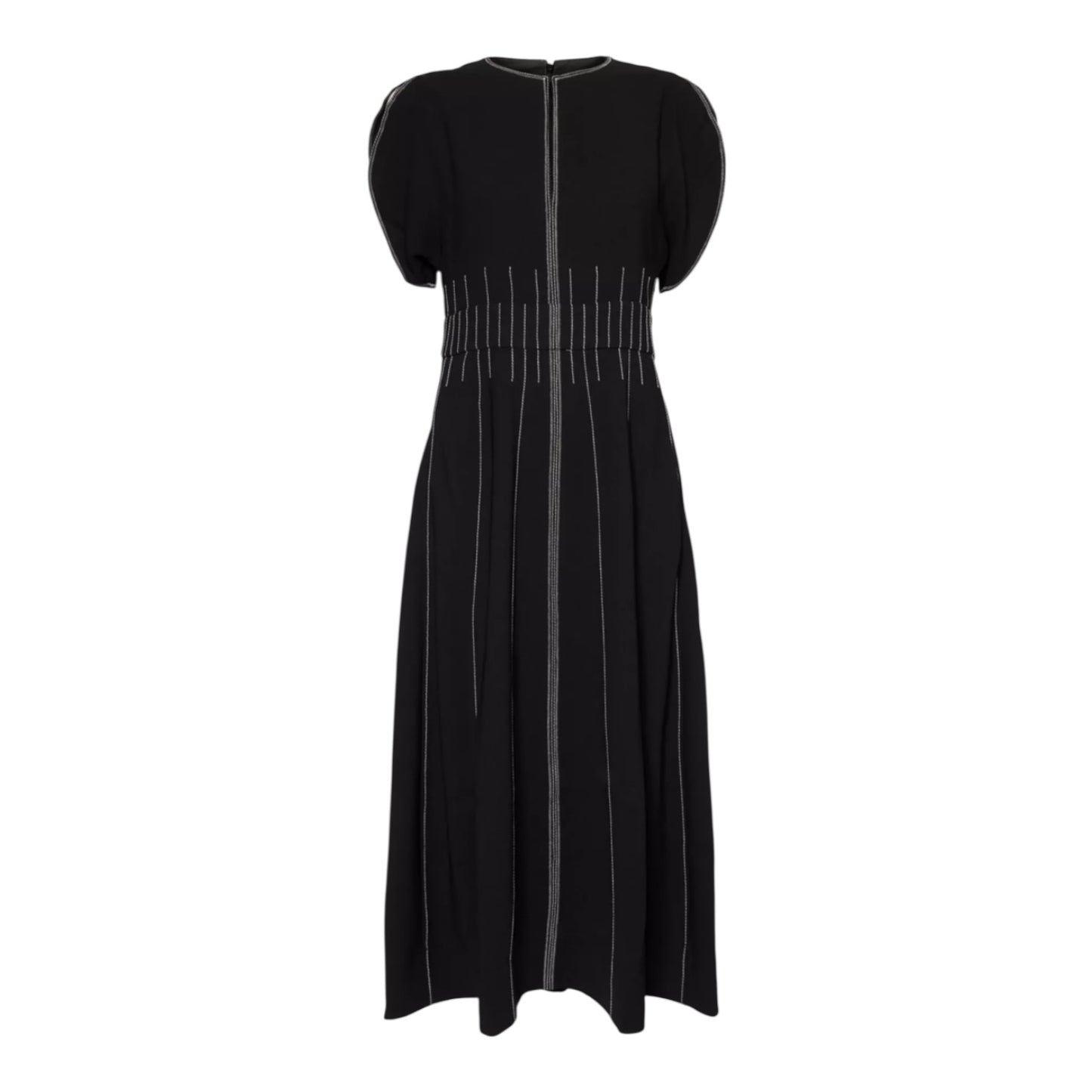 Me + Em Black Round Neck Contrast Stitch Midi Dress - 12