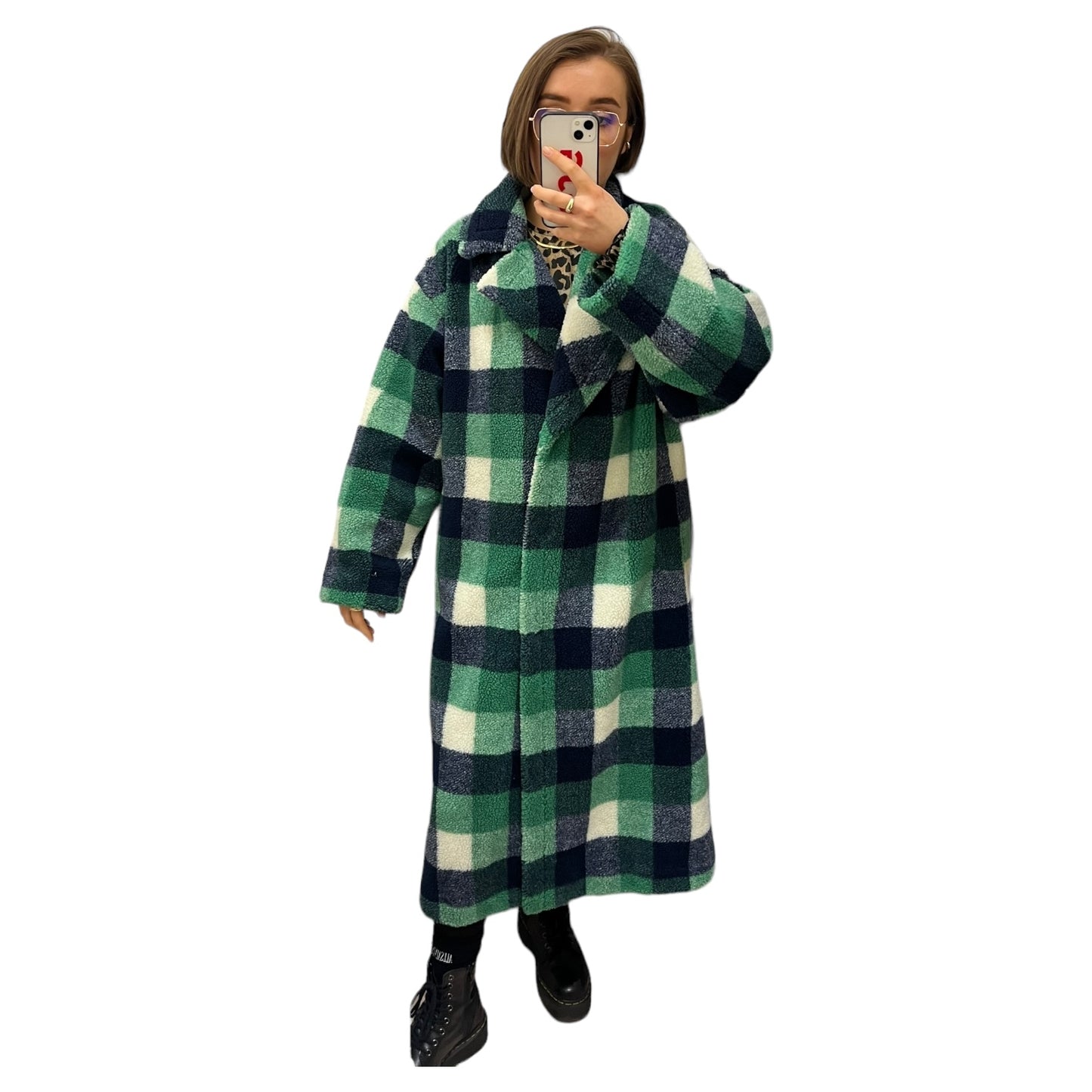 Stand Studio Green Check Coat