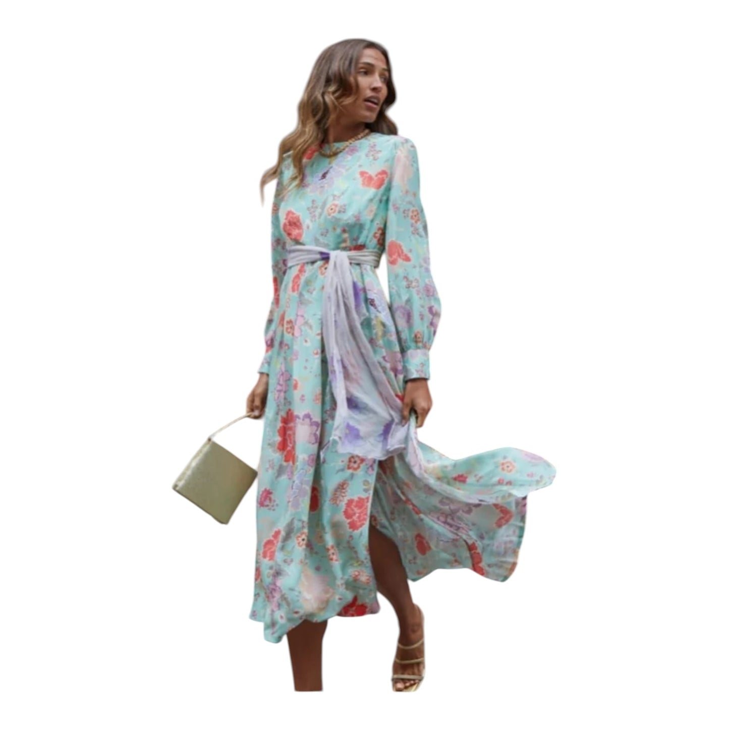 Rixo Emma Mint Peony Floral Dress - 16 - NEW