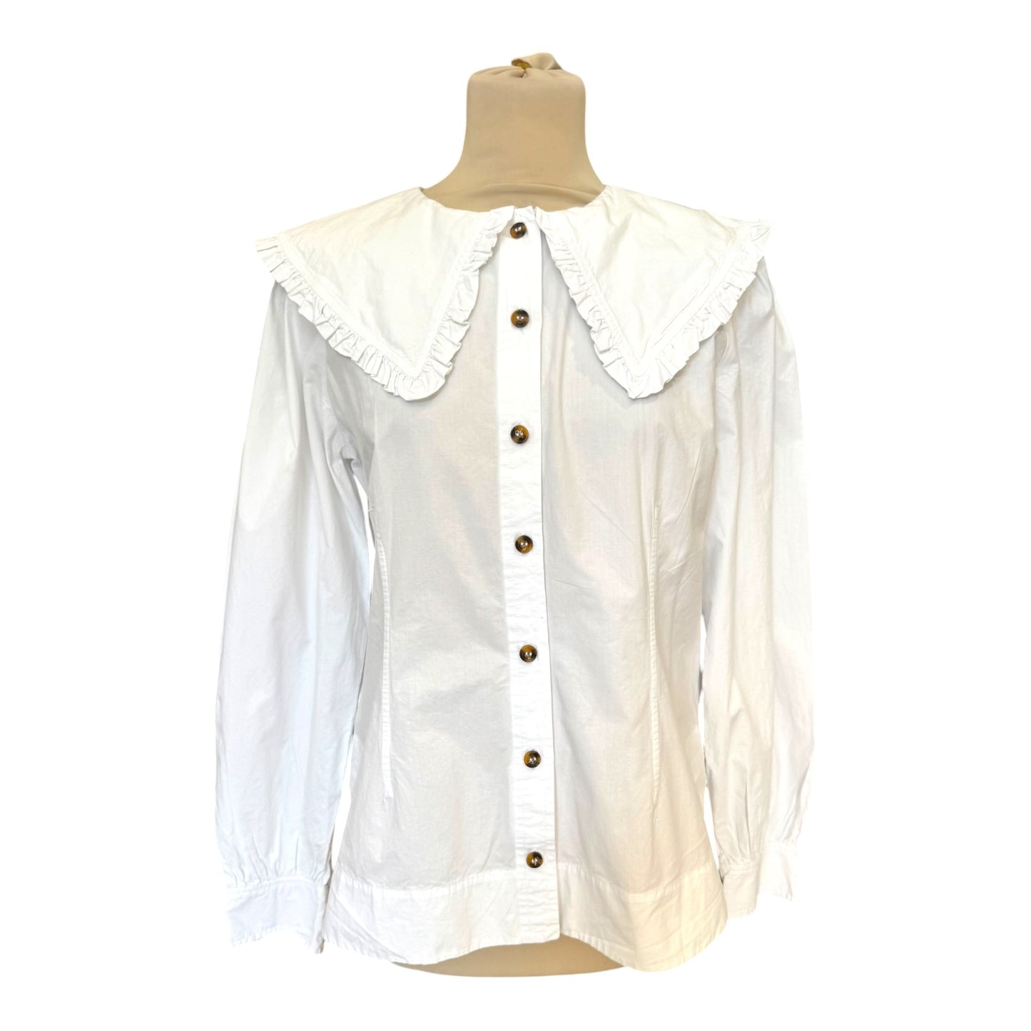 Ganni White Oversized Collar Shirt - 12