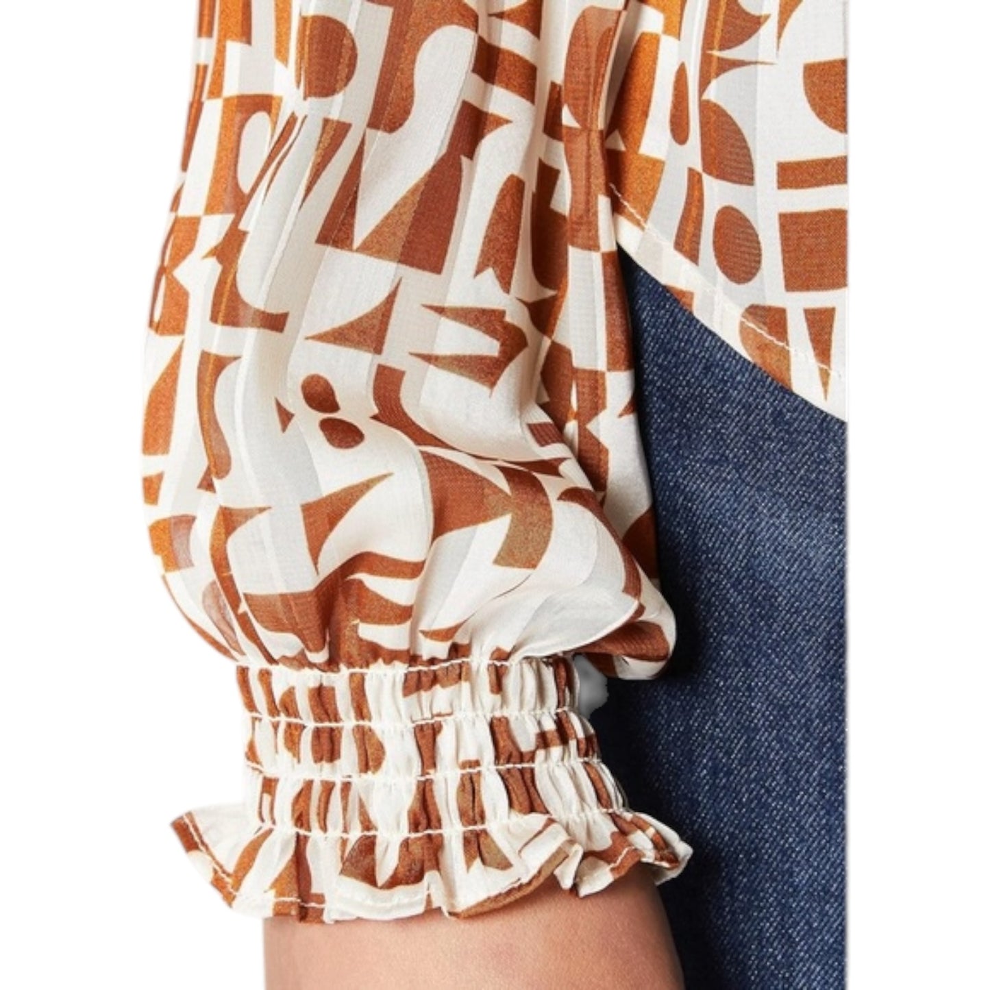 Scotch and Soda Tan Cream Patterned Blouse - 10/12