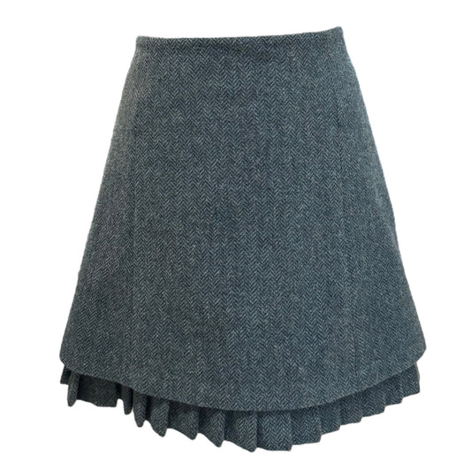 Jigsaw Teal Tweed Frill Hem Skirt - 10