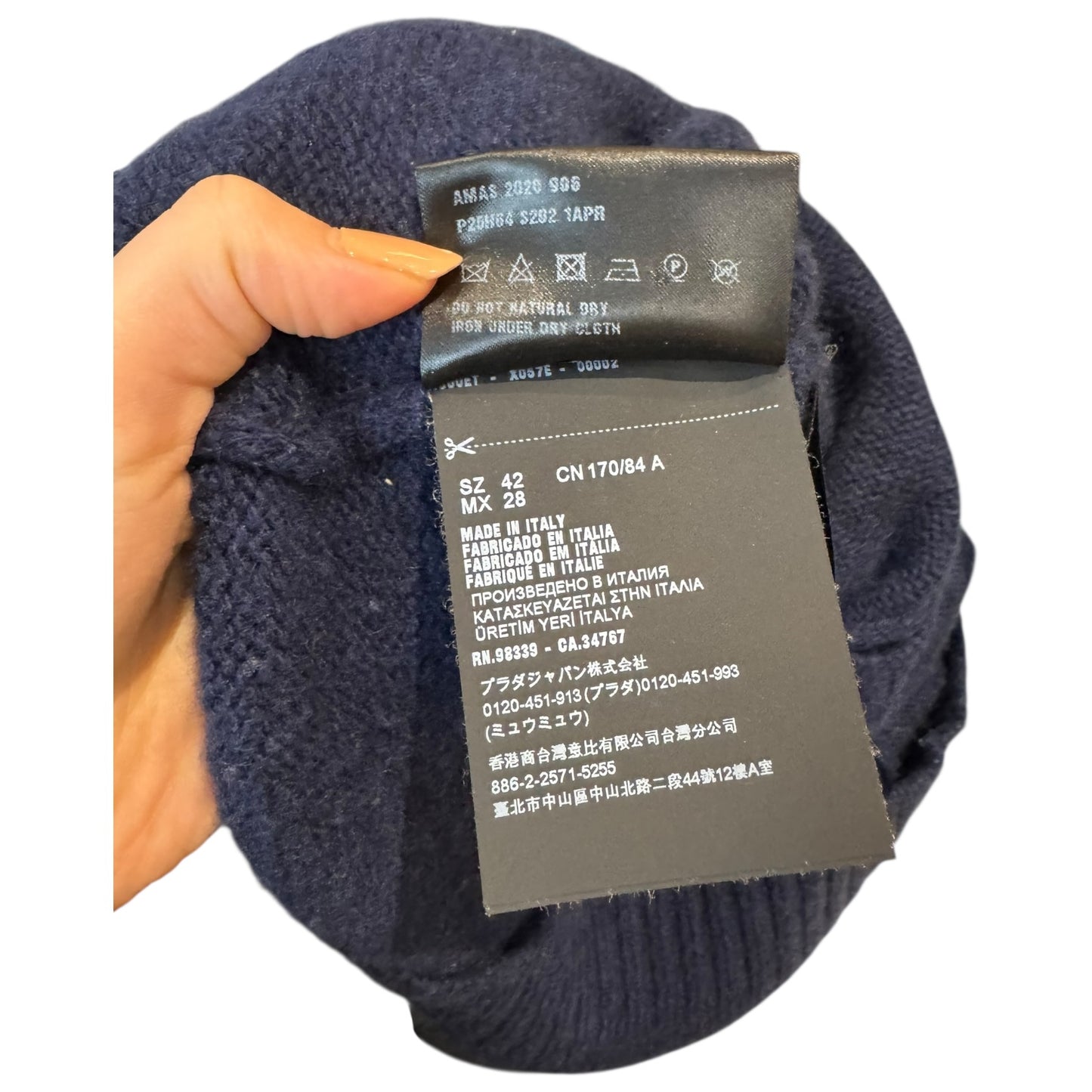 Prada Navy Longline Wool and Cashmere Cardigan - 10/12