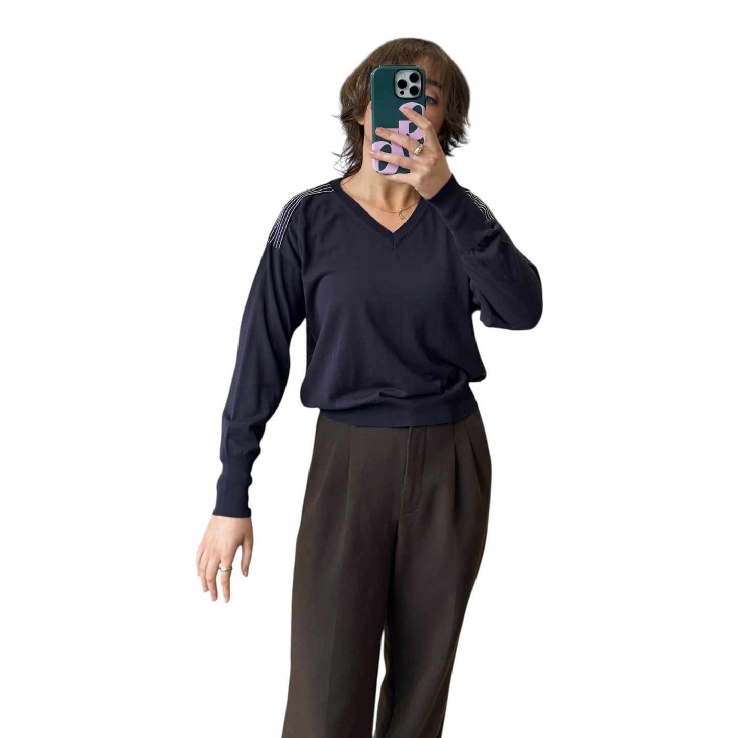 Peserico Navy Sparkle Shoulder Jumper - 10