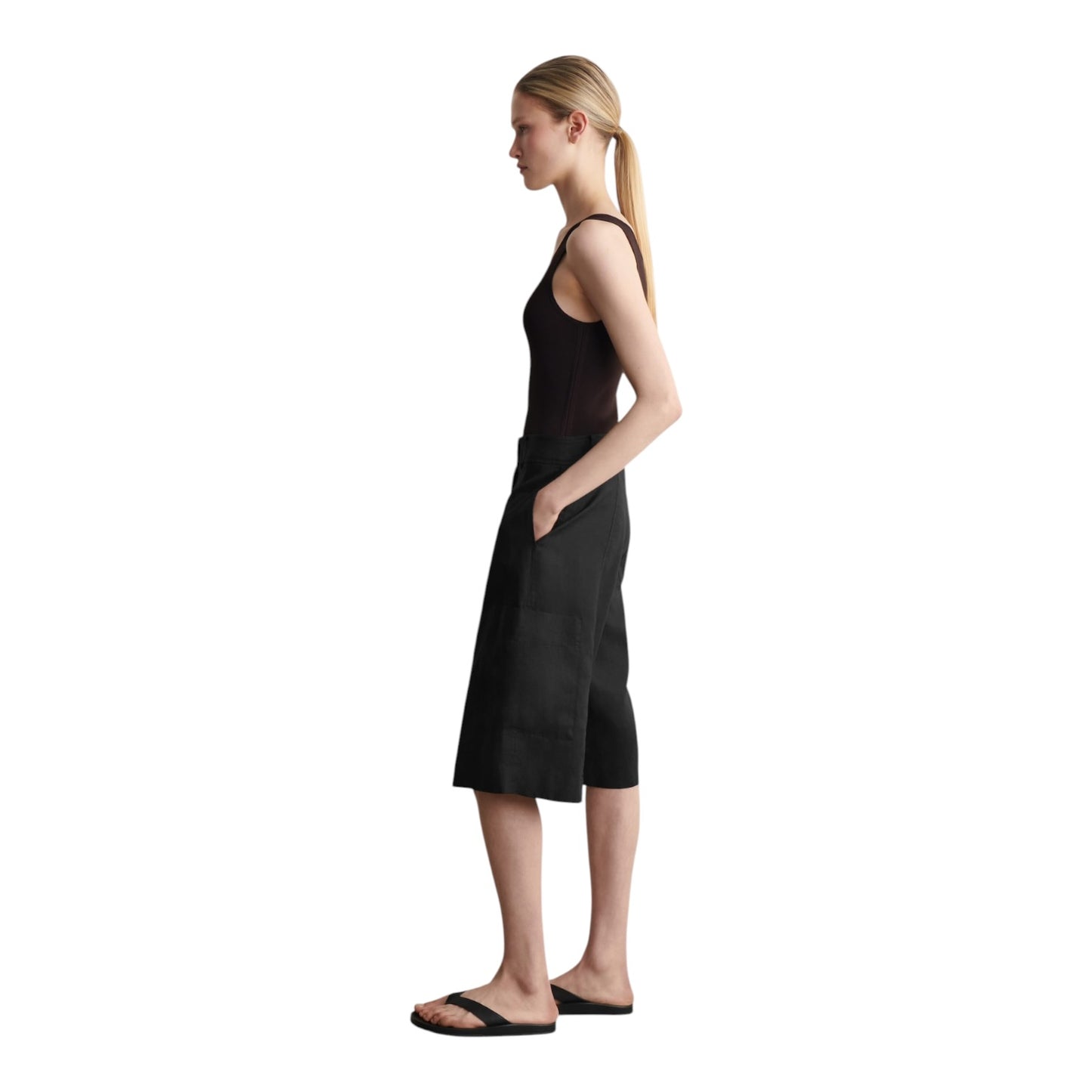 COS Black Linen Utility Bermuda Shorts - 8/10 - NEW
