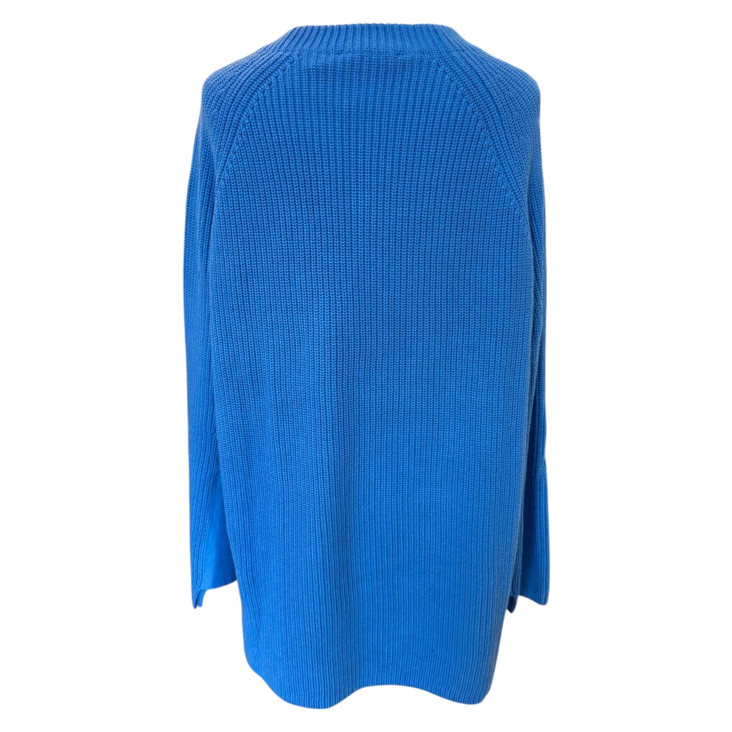 Oui Blue Cotton Rib Knit Sweater - 18