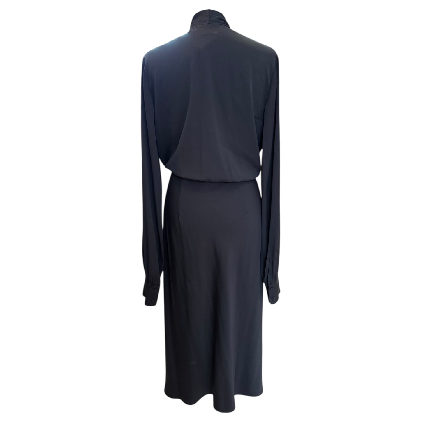 SportMax Black Silk Blend Pussy Bow Midi Dress - 10/12