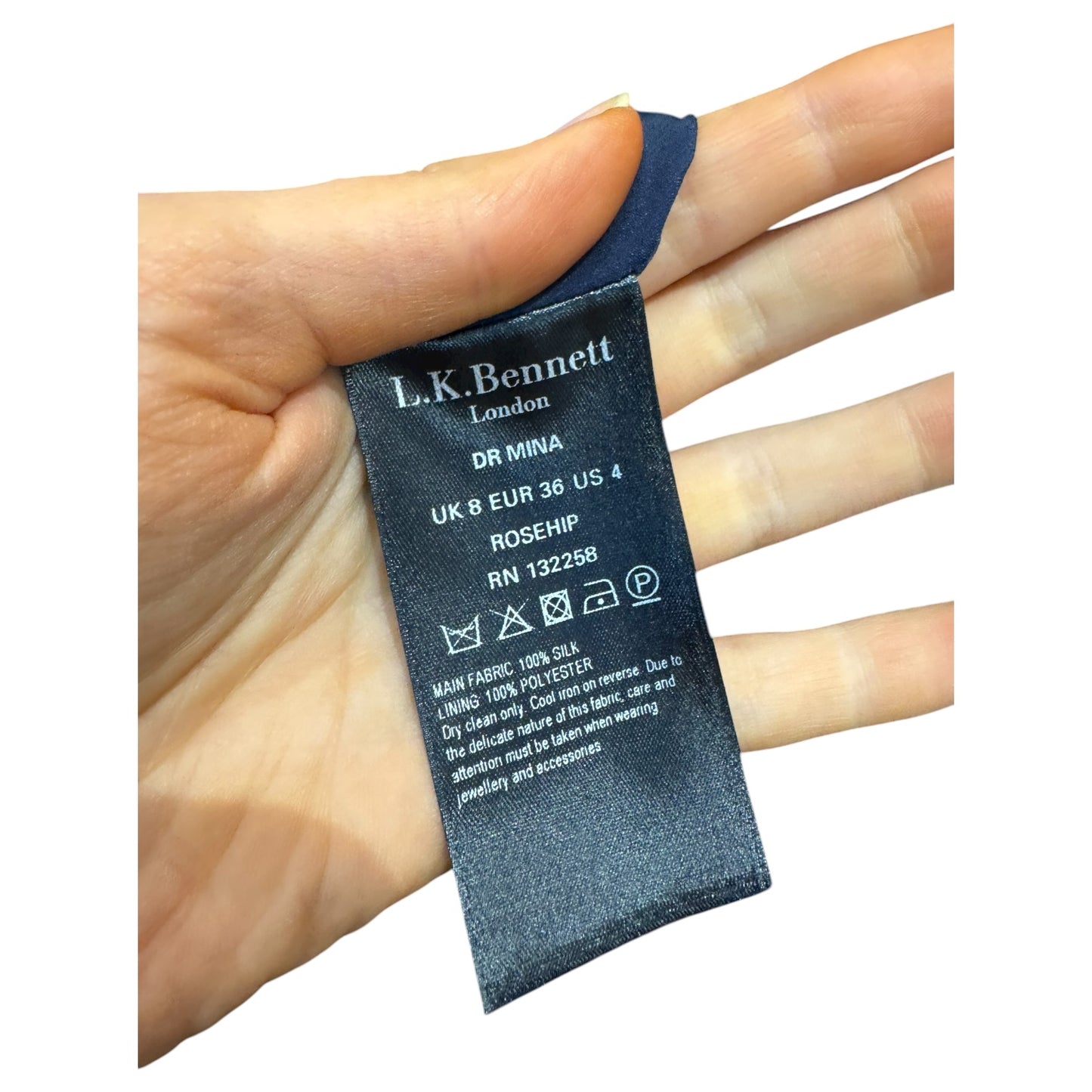 L.K. Bennett Navy and Cerise Pink Silk Dress - 8