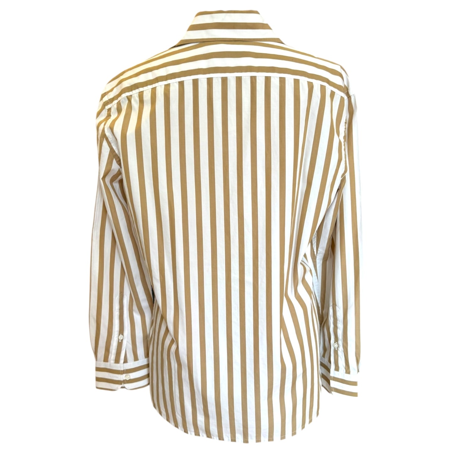 Ralph Lauren Purple Label White and Camel Stripe Shirt - 12