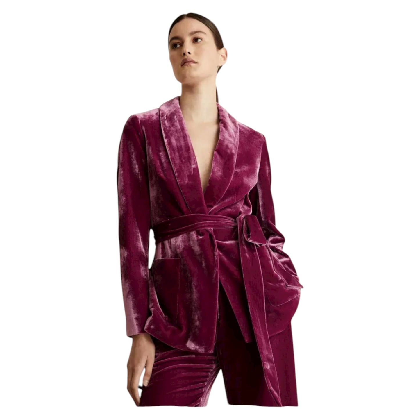 Jaeger Pink Maroon Velvet Suit - 12/14