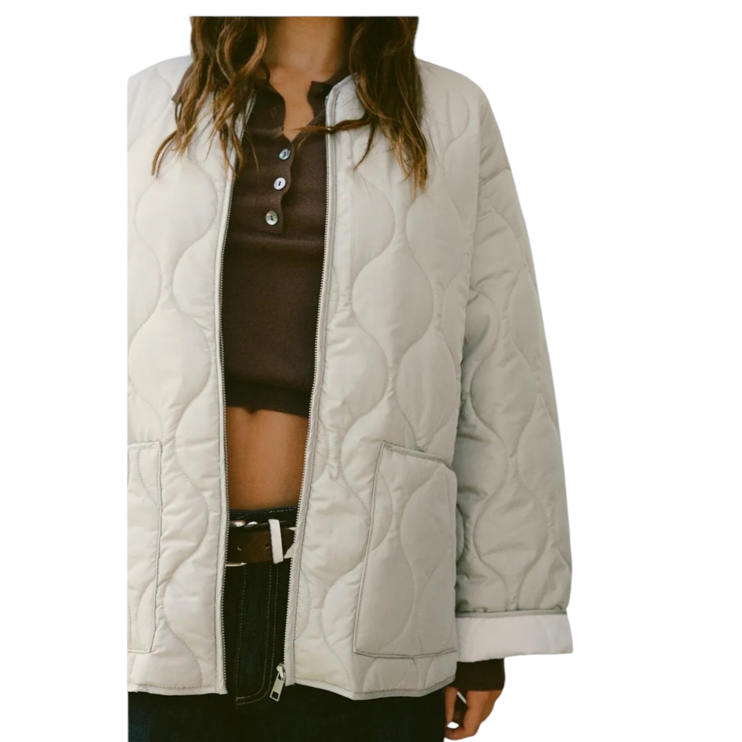 Zara Water Repellent Beige Quilted Jacket - 10/12