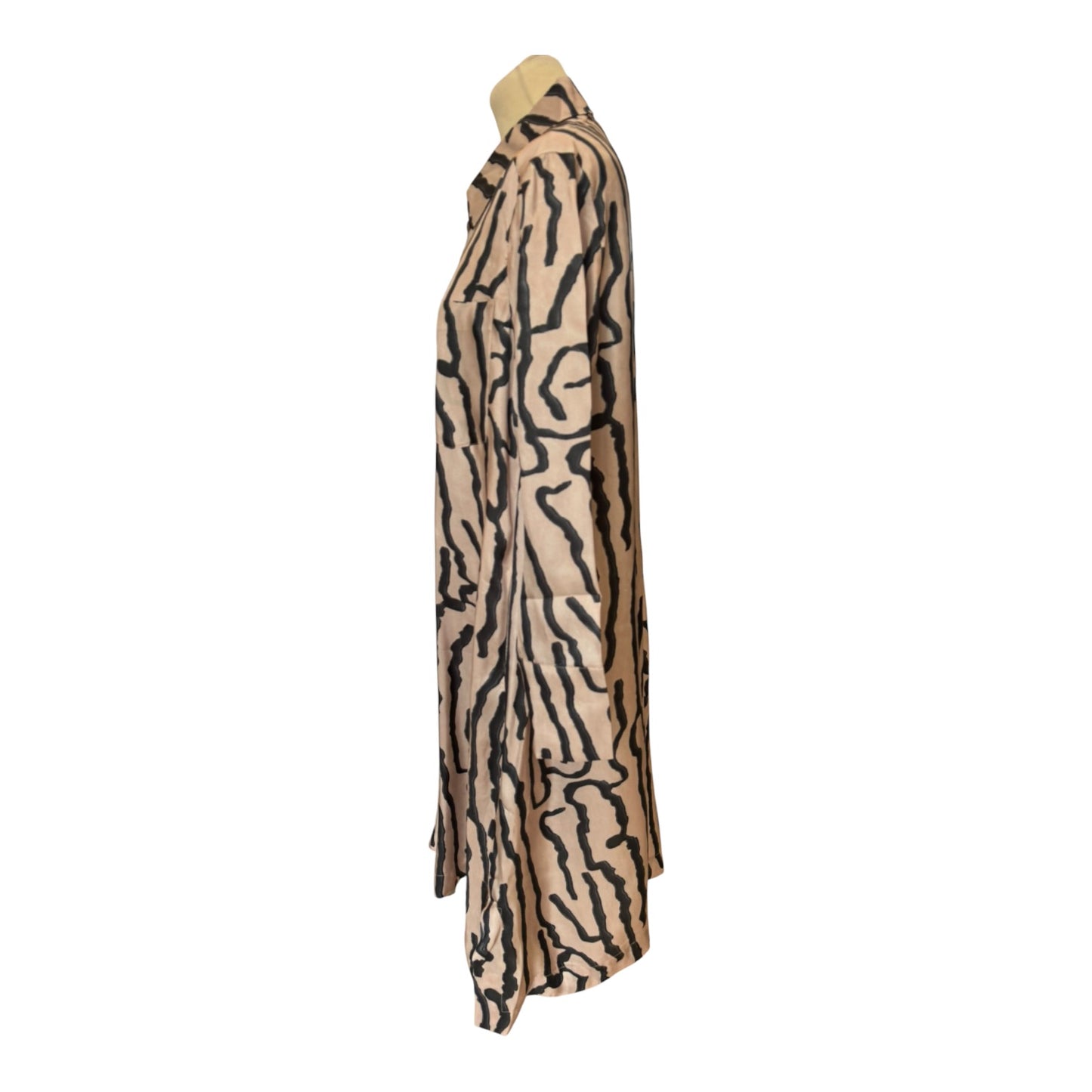 Luisa Cerano Taupe and Black Pattern Shirt Dress - 12/14 - NEW