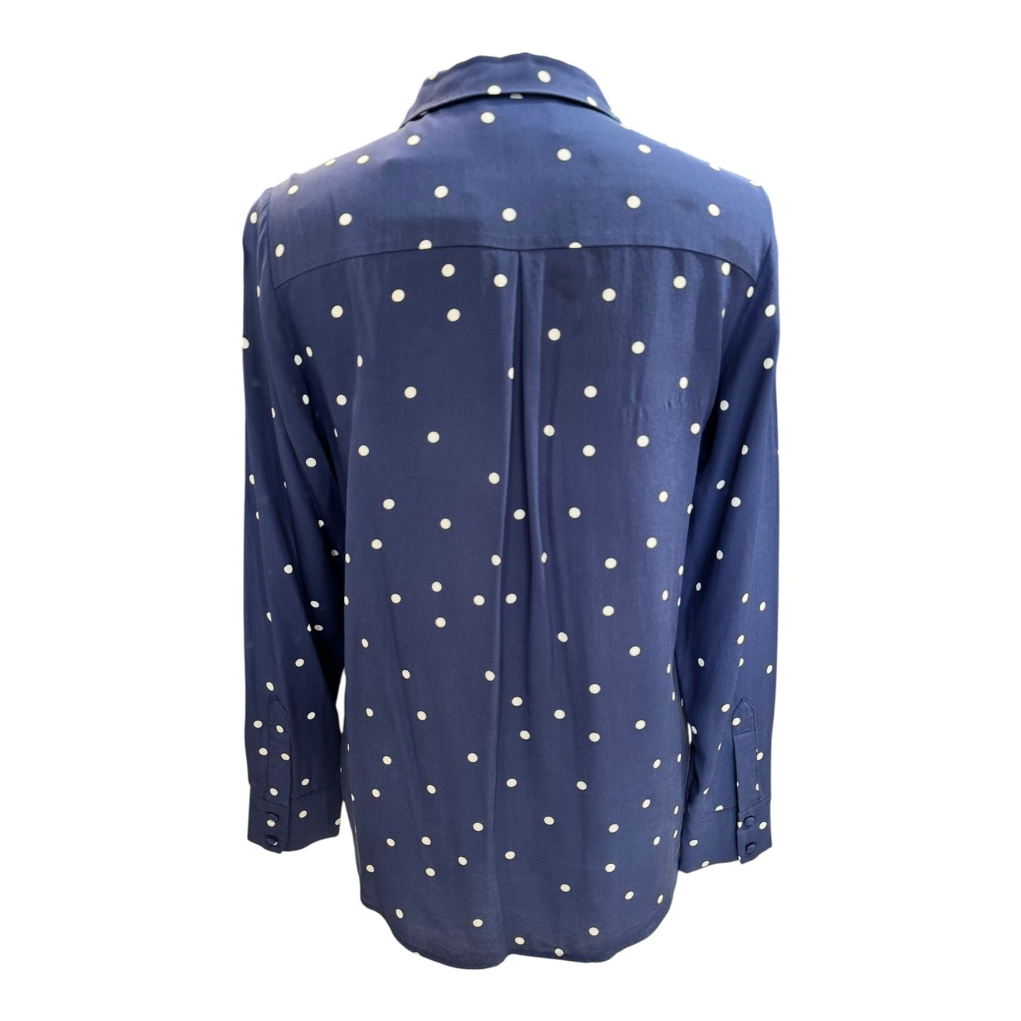 Sezane Navy Spot Silk Shirt - 10