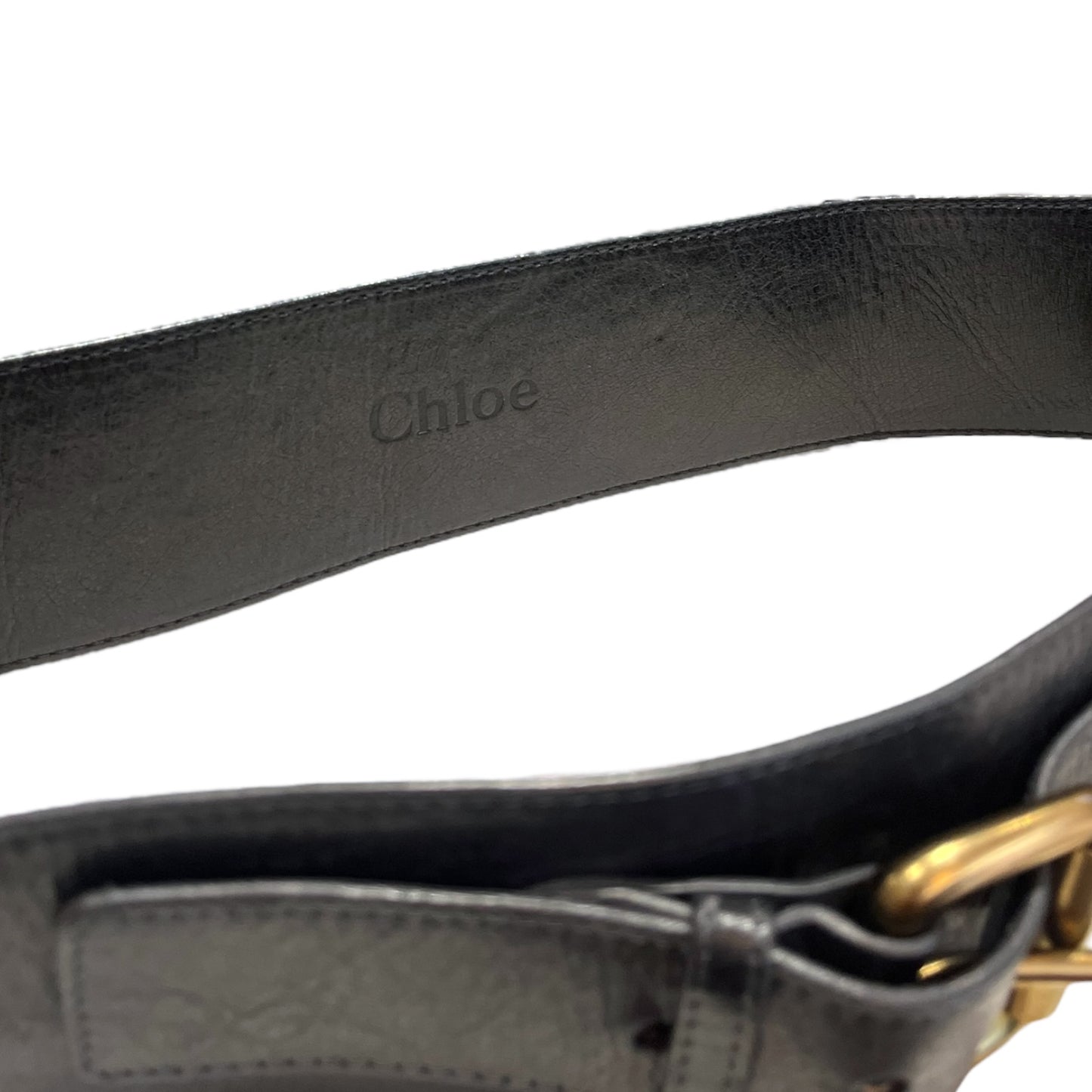 Chloé Black and Gold Leather Belt