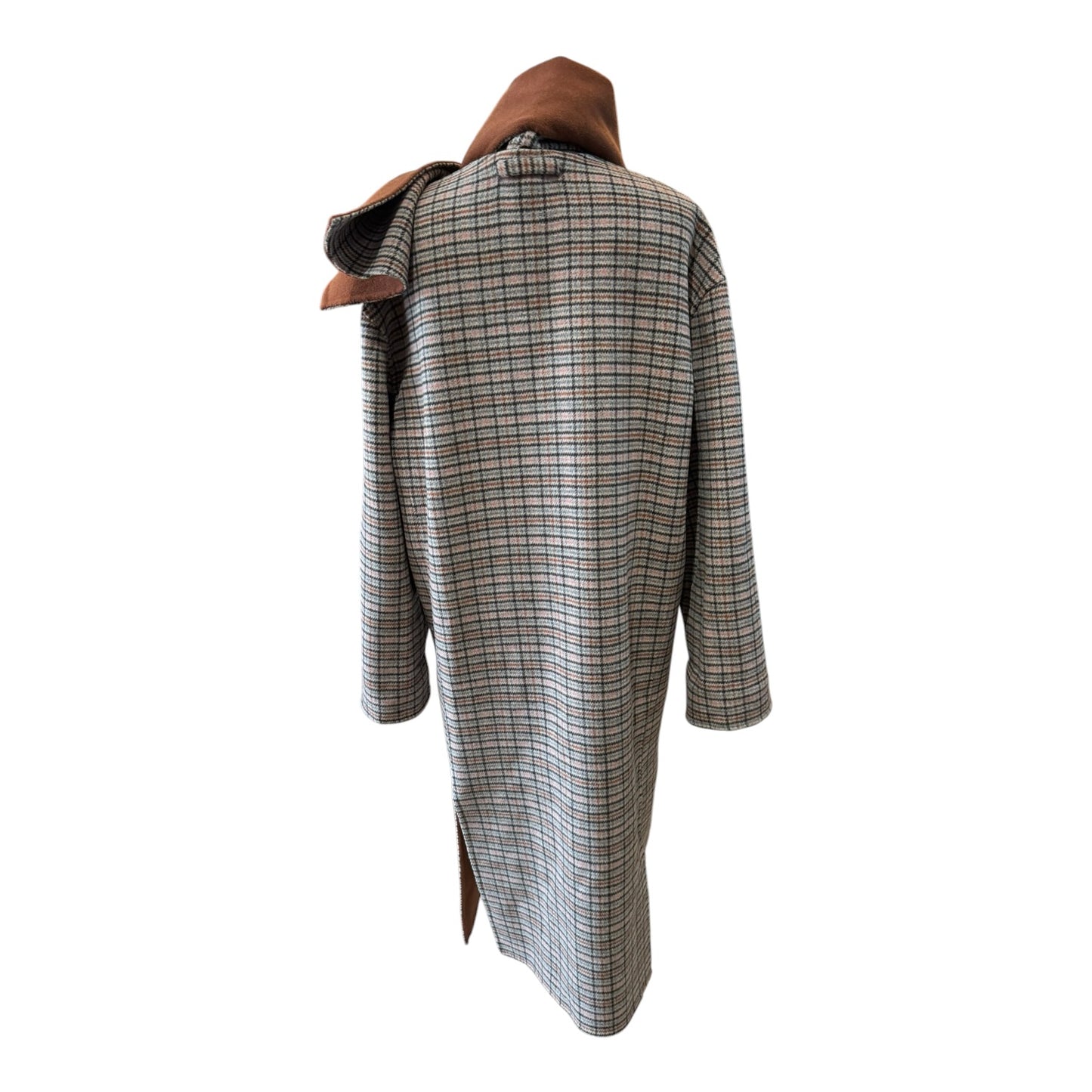Jaeger Reversible Brown and Check Coat with Scarf - 12
