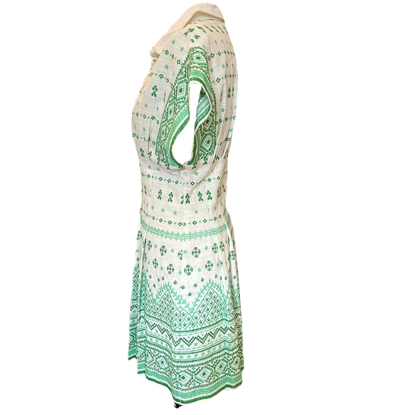 Maje Cream and Green Embroidered Dress - 10