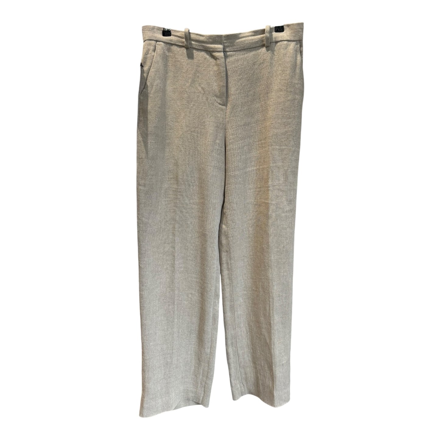 Totême Linen Mid-Waist Straight Trousers in Wheat Melange - 10 - NEW
