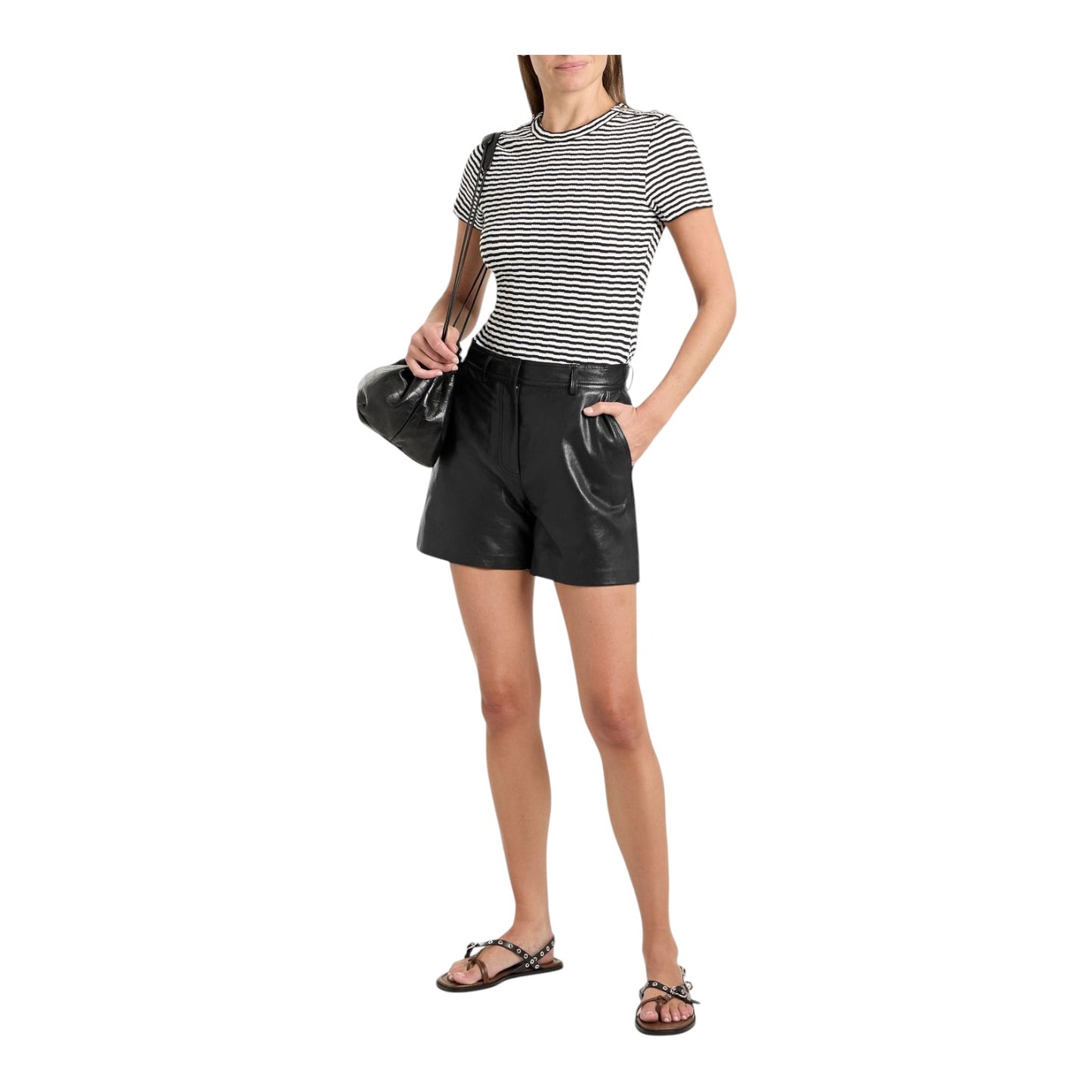 Weekend Max Mara Black Virgola Leather Shorts - 10 - NEW