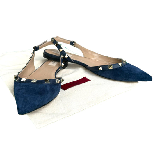 Valentino Blue Suede Slingback Flats - 37.5 / 4.5