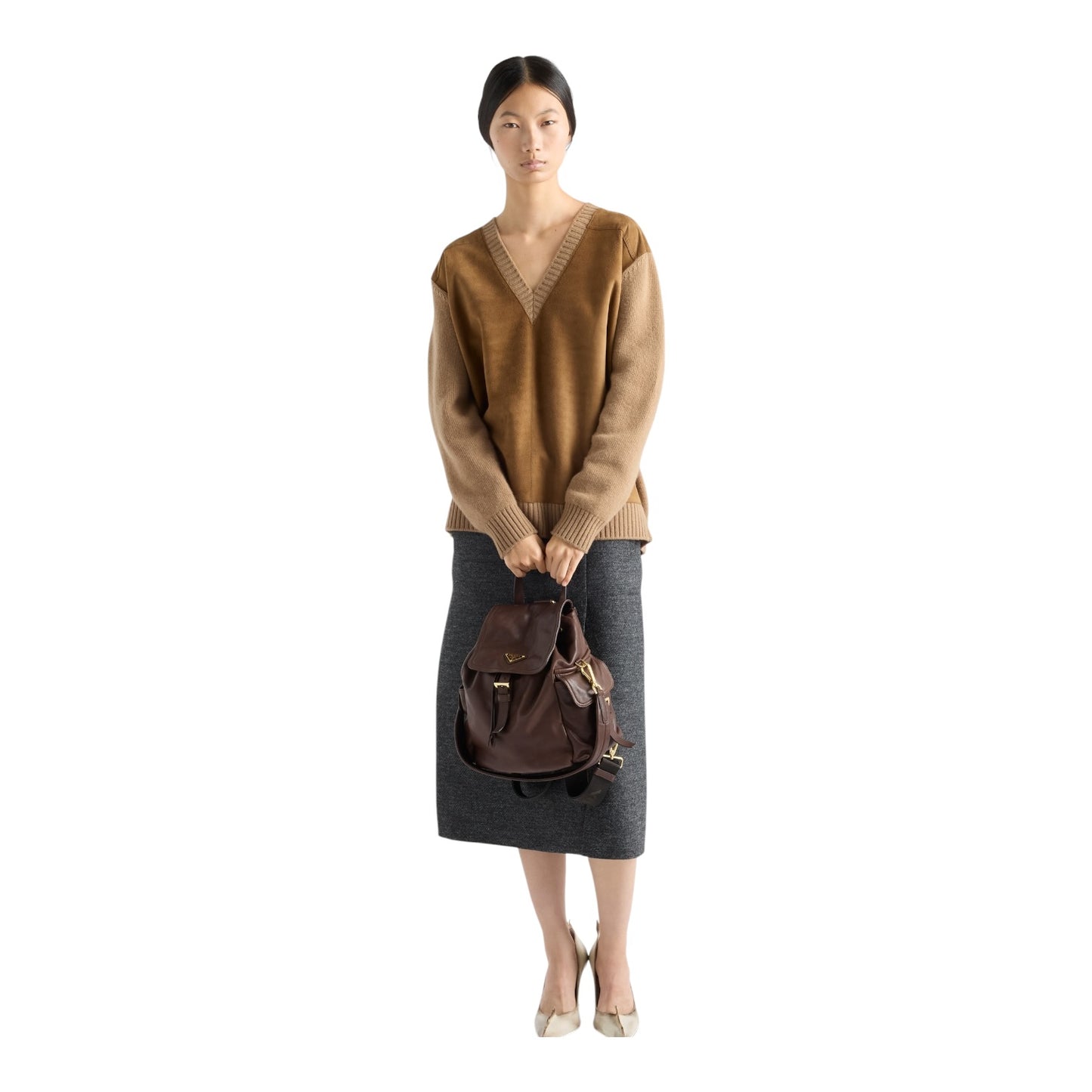 Prada Explore Medium Brown Nappa Leather Backpack