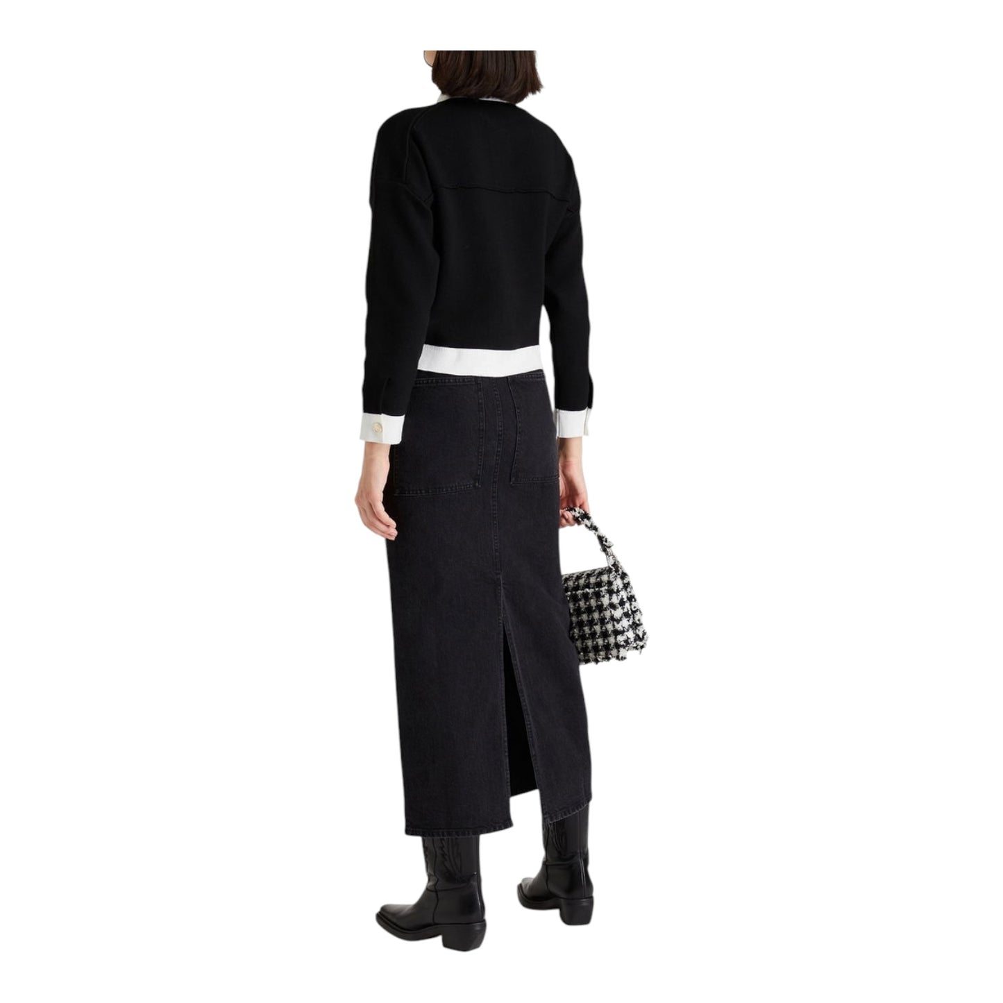 Maje Black and White Knitted Cardigan - 12 - NEW