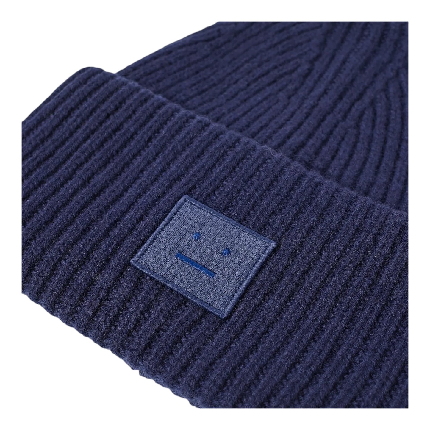 Acne Studios Navy Face Logo Wool Beanie