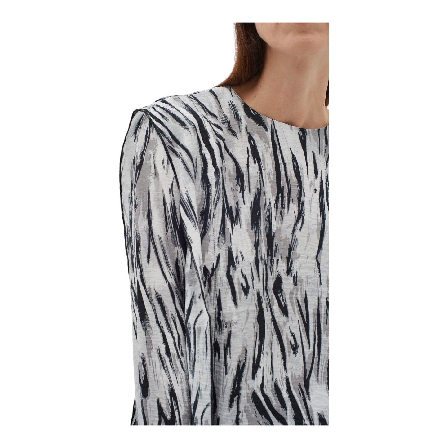 InWear Milda Granite Grey Abstract Blouse - 12 - NEW